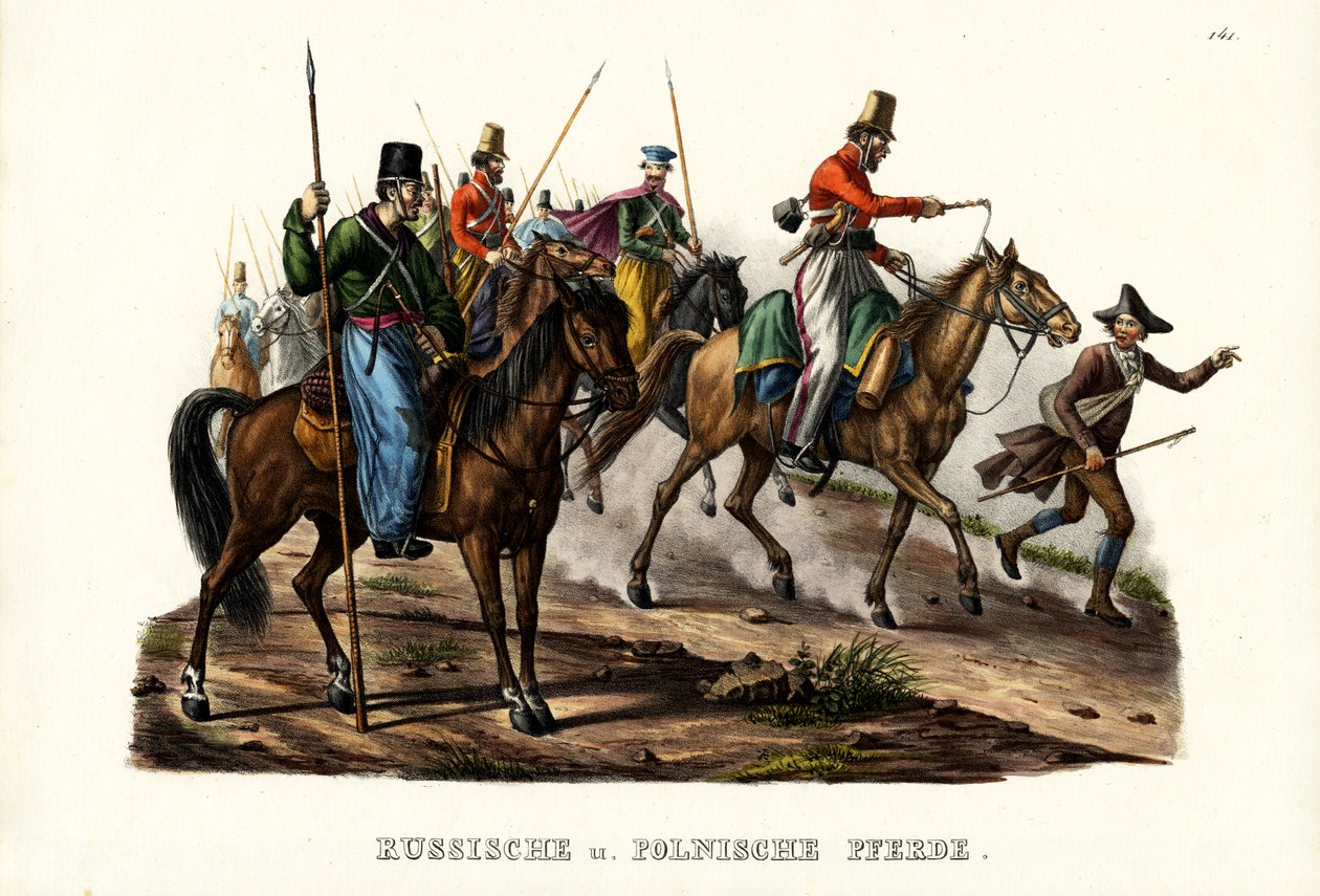 रूसी और पोलिश घोड़े, 1824 द्वारा कार्ल जोसेफ ब्रोड्टमैन