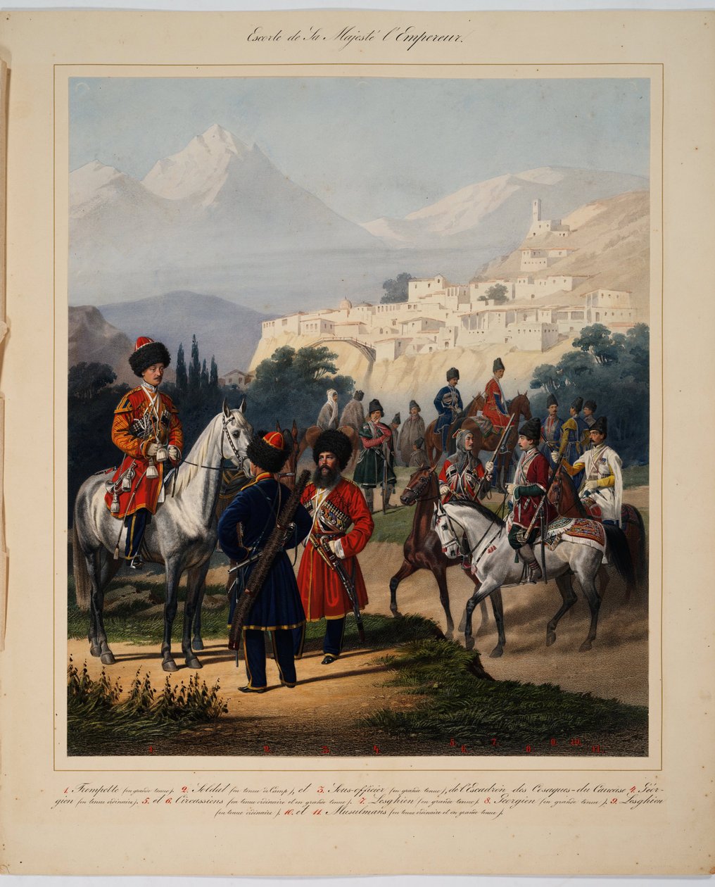 Escorte de sa majeste l'empereur - उनकी शाही महारानी का काफिला - Piratsky, कार्ल कार्लोविच (1813-1889) - 1867 - रंग लिथोग्राफ - 56x45 - निजी संग्रह द्वारा कार्ल करलोविच पिरात्स्की