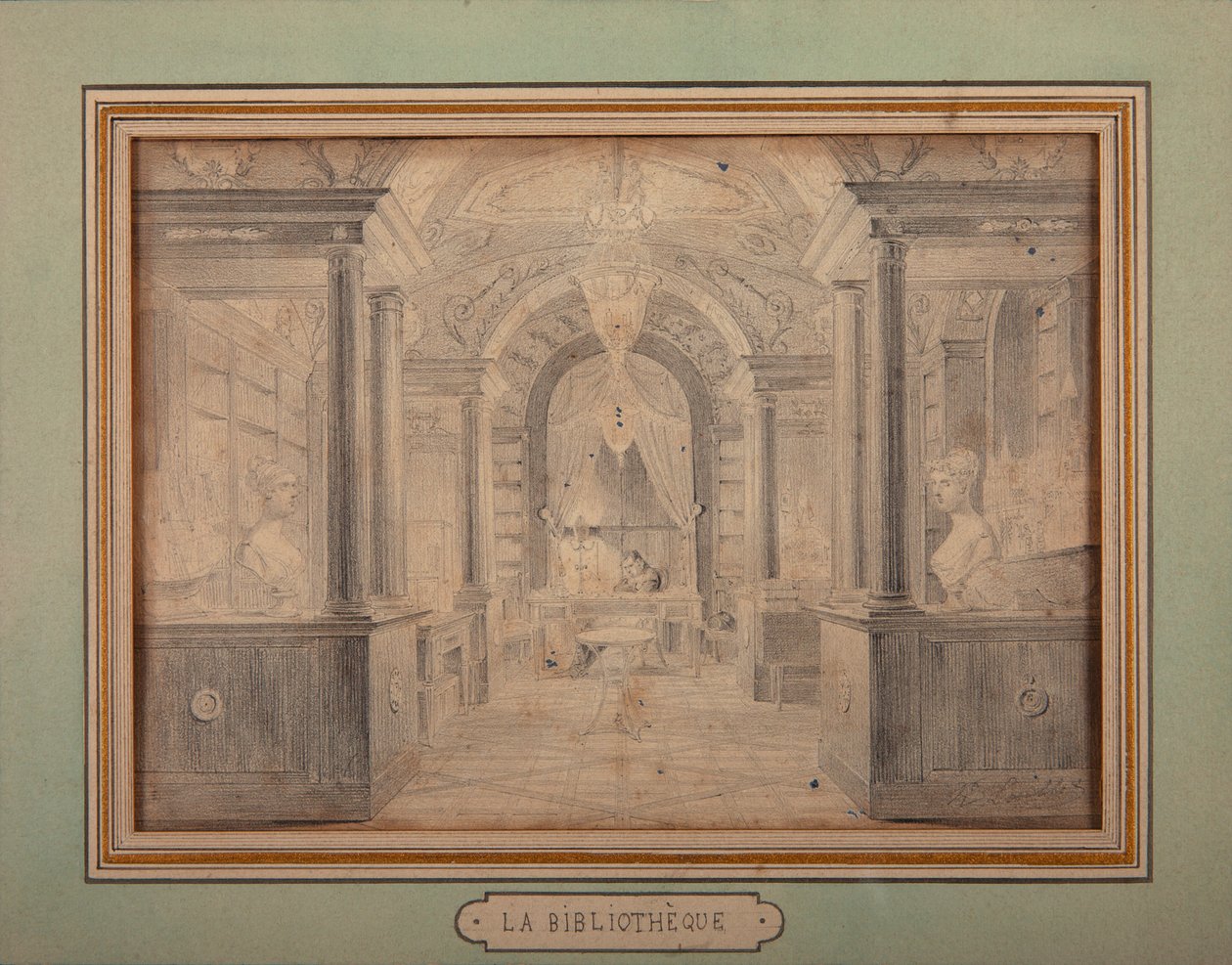 नेपोलियन ने चाटेउ डी माल्मिसन की लाइब्रेरी में काम किया, c.1806 द्वारा कार्ल लोइलोट हार्टविग