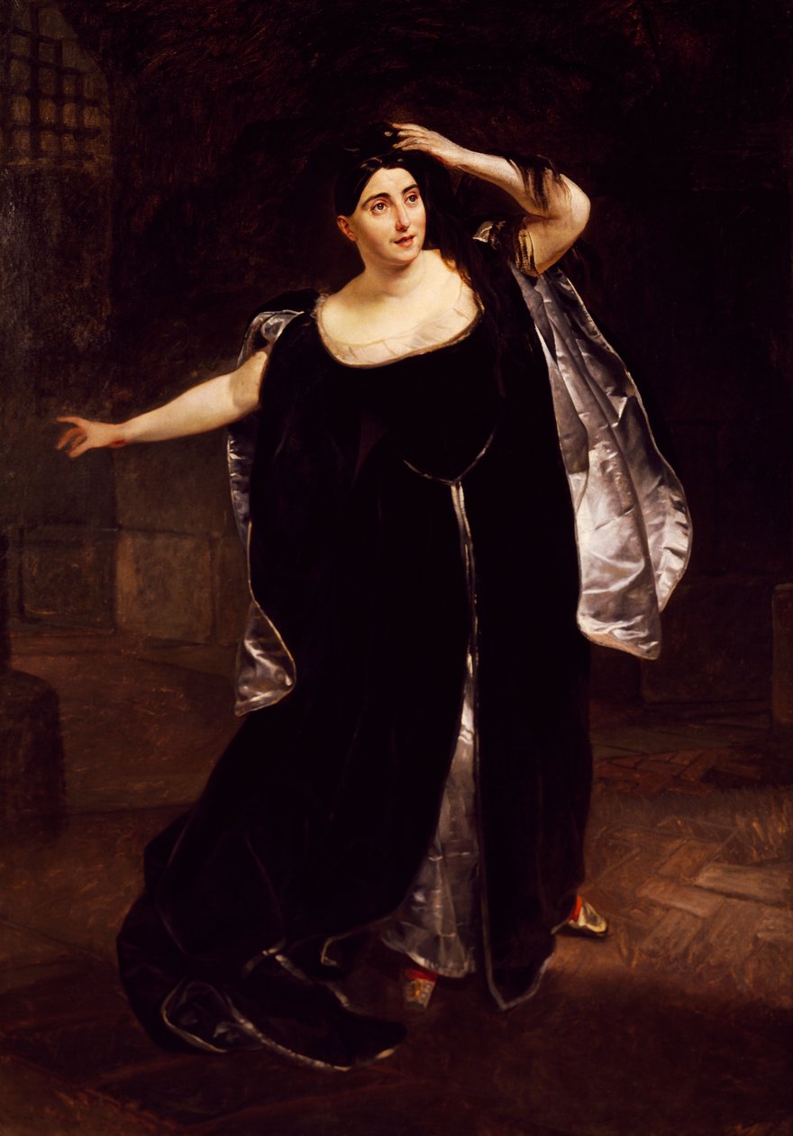 Giuditta पास्ता (1797-1865), इतालवी सोप्रानो, अन्ना बोलेना के पागल दृश्य में, गेटानो डोनिज़ेट्टी द्वारा ओपेरा से द्वारा कार्ल पावलोविच ब्रायलोव