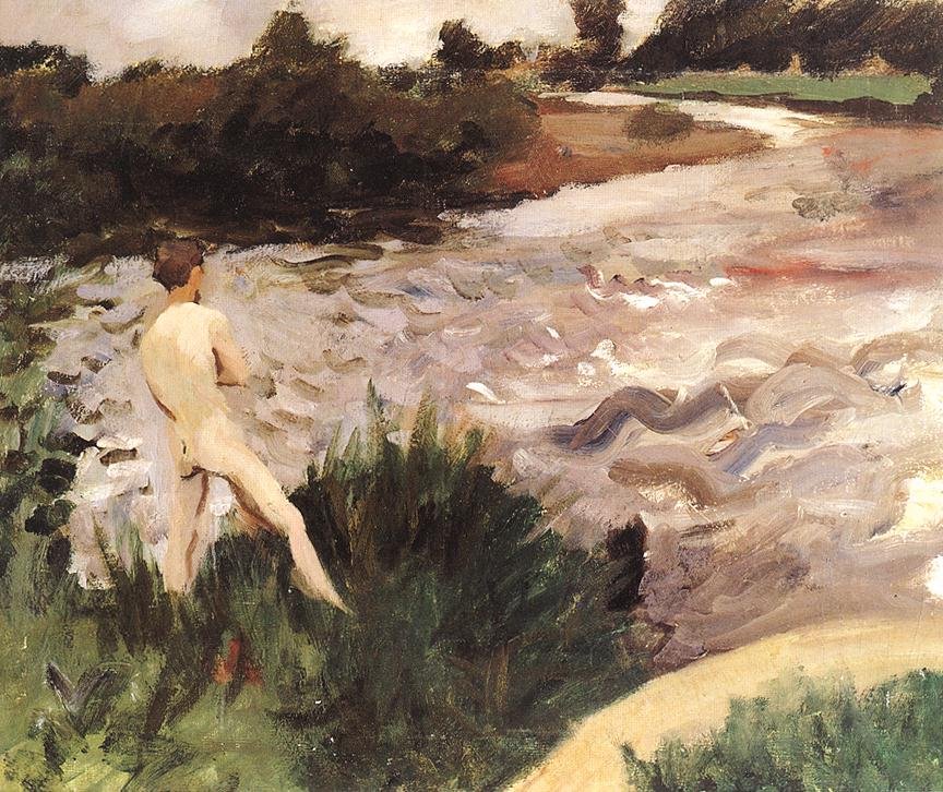 Bather के साथ Gloomy लैंडस्केप द्वारा केरोली फेरेन्स्की
