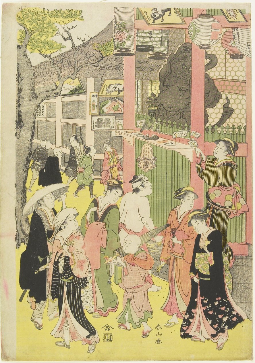 (असाकुसा मंदिर के प्रवेश द्वार पर भीड़), 1782-1798 द्वारा कटसुकावा शुनज़ान