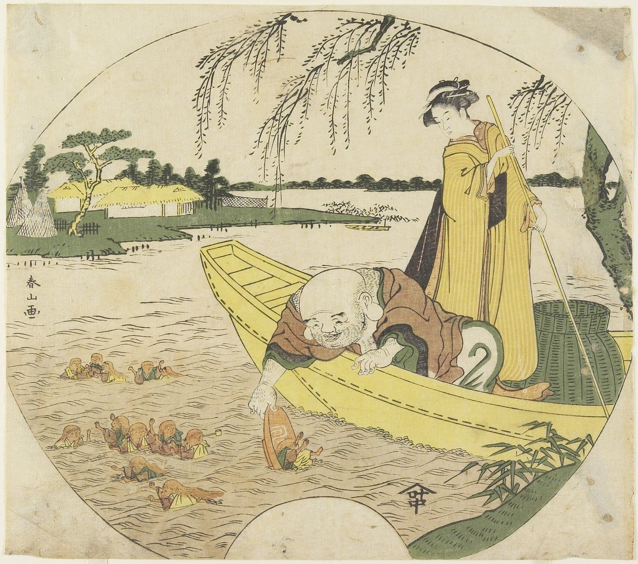 (होकी गॉड ऑन ए बोट कैचिंग शोओजो_ गोब्लिंस विथ एक सैक कप), 1782-1789 द्वारा कटसुकावा शुनज़ान