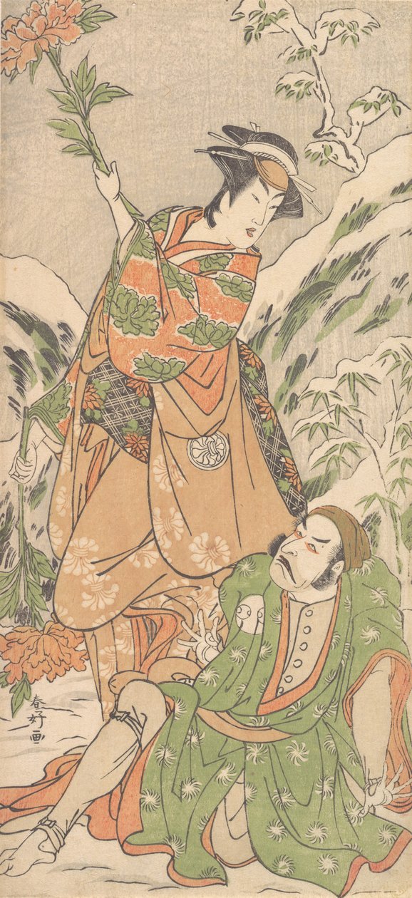 काबुकी अभिनेता अर्शी रयूज़ो II और सेगावा किकुनोजो III, सीए 1790। द्वारा कटसुकावा शुनको