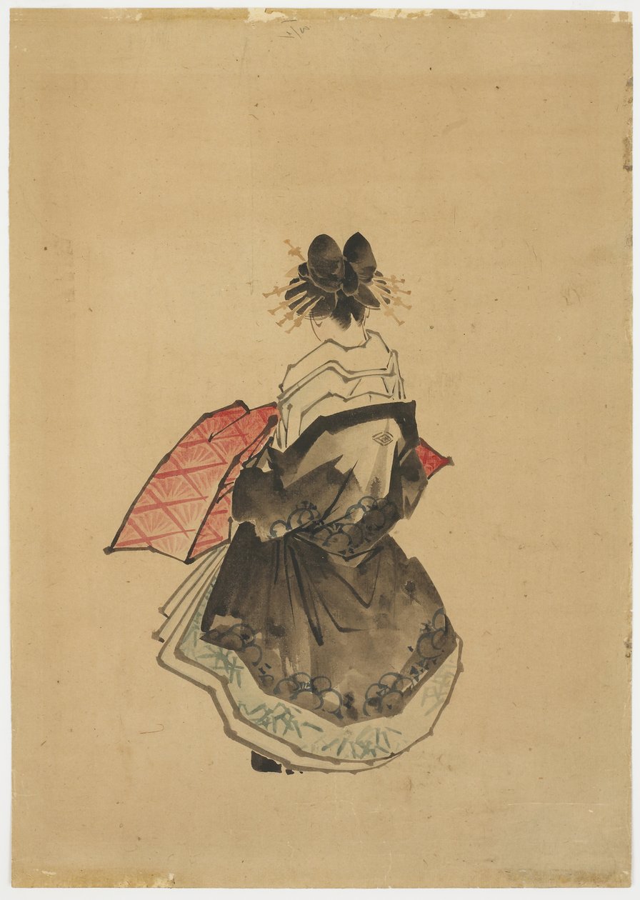 एलिगेंट ब्यूटी (एन ओरान), c.1850 (कागज पर स्याही और रंग) द्वारा कटुशिका (स्कूल ऑफ होकुसाई)