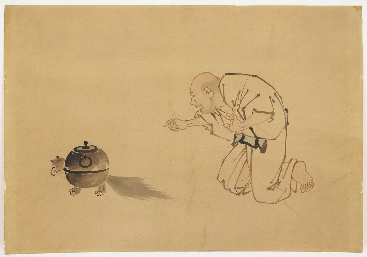 "तनुकी टेकलेट" का चित्रण, c.1850 (कागज पर स्याही और रंग) द्वारा कटुशिका (स्कूल ऑफ होकुसाई)