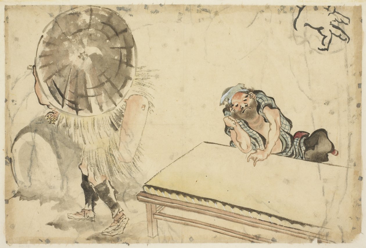 मोची मेकर और एक टाटामी मेकर (दो रेखाचित्र), c.1815-1849 (कागज पर स्याही और रंग) द्वारा कटुशिका (स्कूल ऑफ होकुसाई)