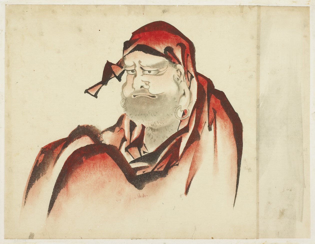 रेड-रॉबड डारुमा, c.1815-1849 (कागज पर स्याही और रंग) द्वारा कटुशिका (स्कूल ऑफ होकुसाई)