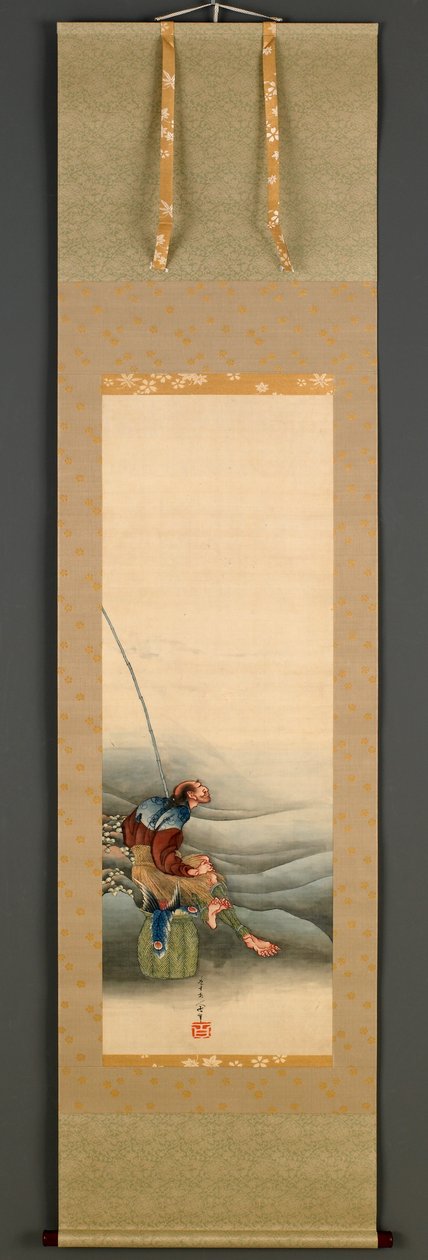 मछुआरा, ईदो काल, 1849 (रेशम पर स्याही का रंग) द्वारा कत्सुशिका होकुसाई