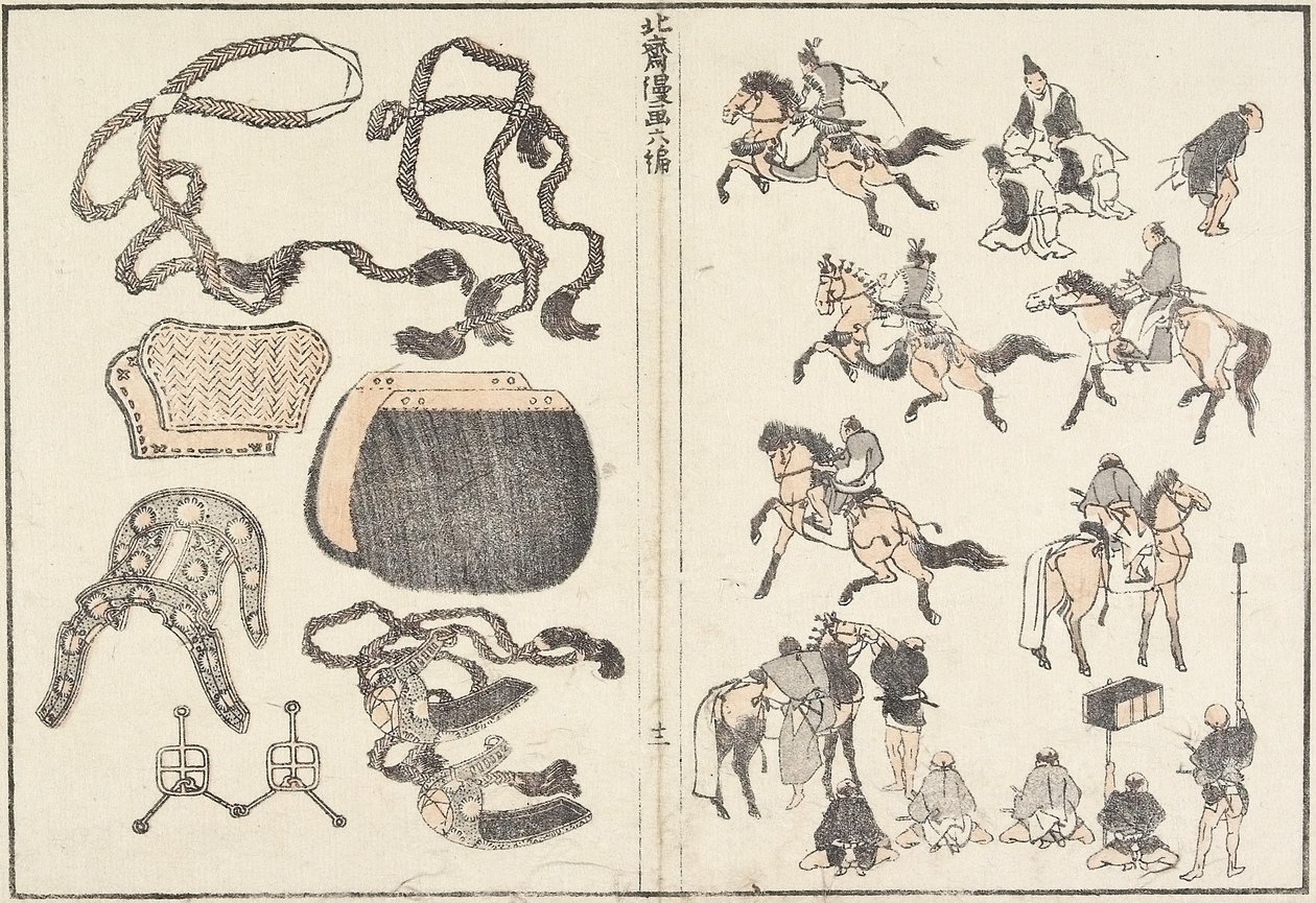 हॉर्स राइडर्स और हार्नेस, 1817 द्वारा कत्सुशिका होकुसाई