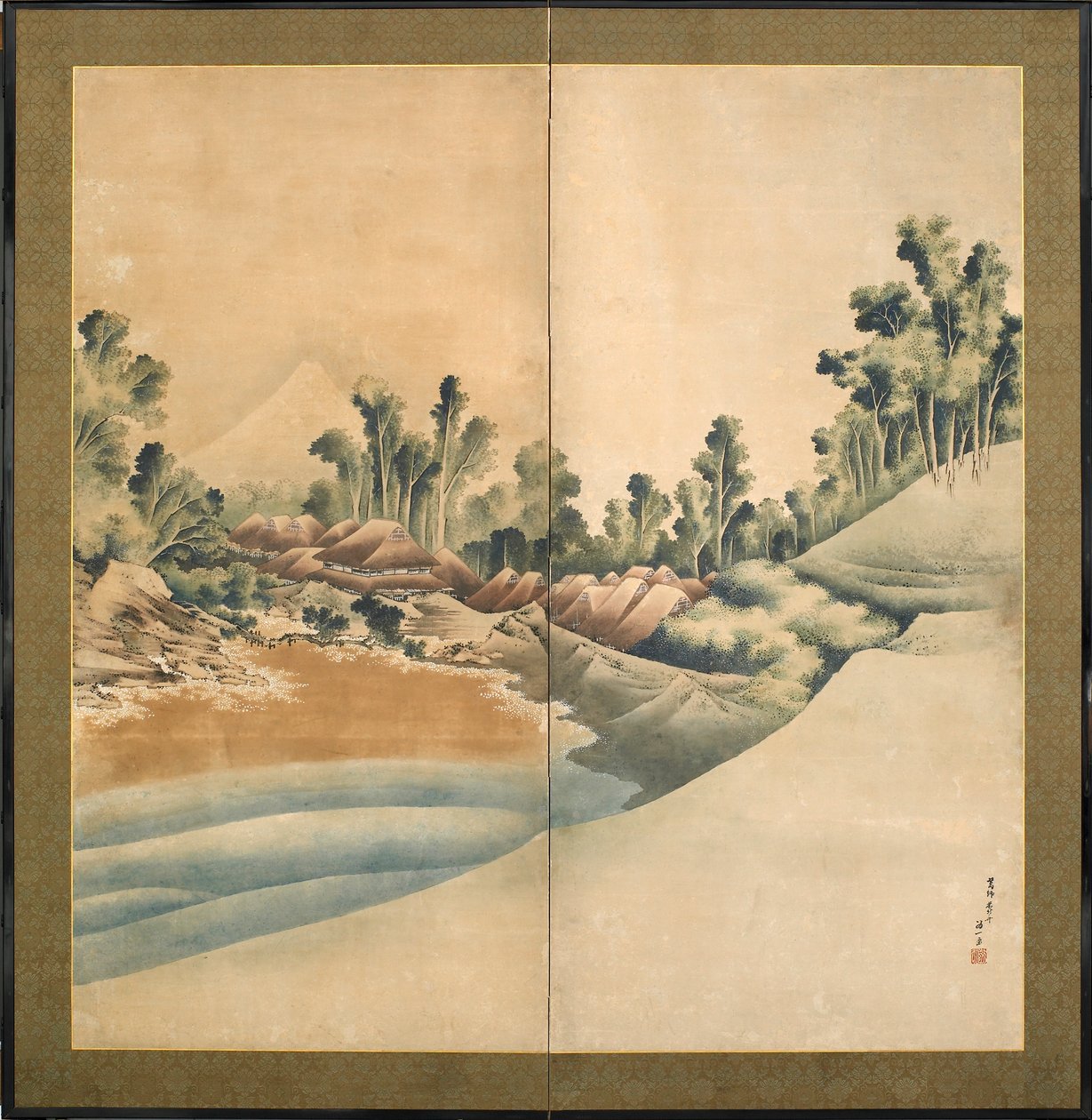 माउंट फ़ूजी और एनोशिमा, एडो पीरियड, c.1825 (कागज पर स्याही का रंग) द्वारा कत्सुशिका होकुसाई