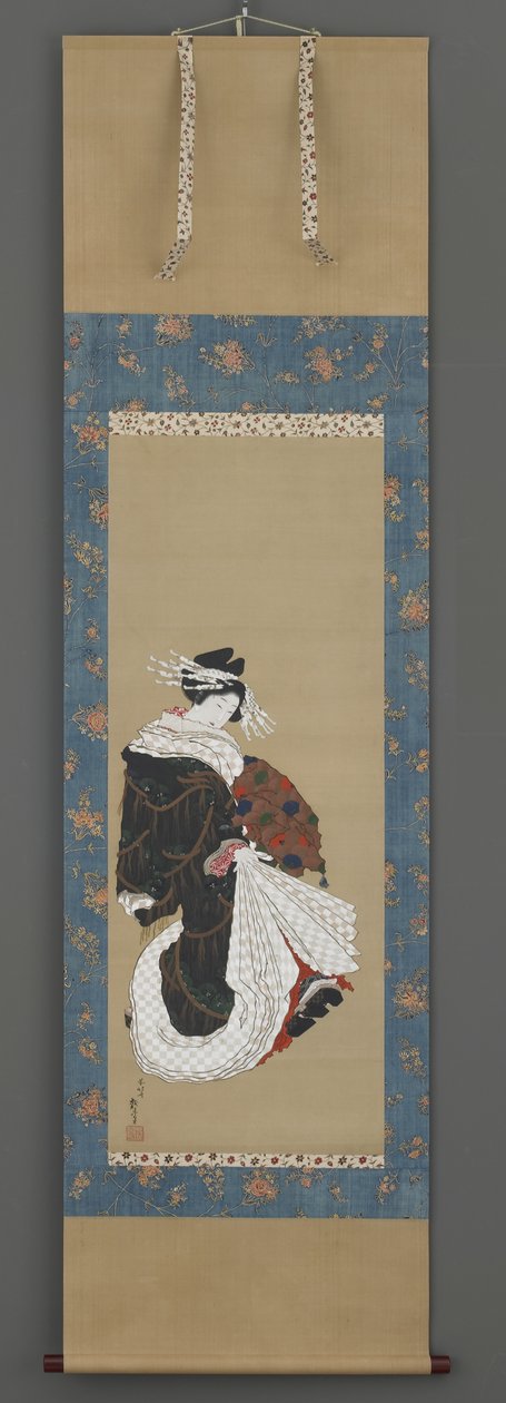 एक अदालत के चित्र का चलना, c.1815-19 (रेशम पर स्याही, रंग और सोना) द्वारा कत्सुशिका होकुसाई