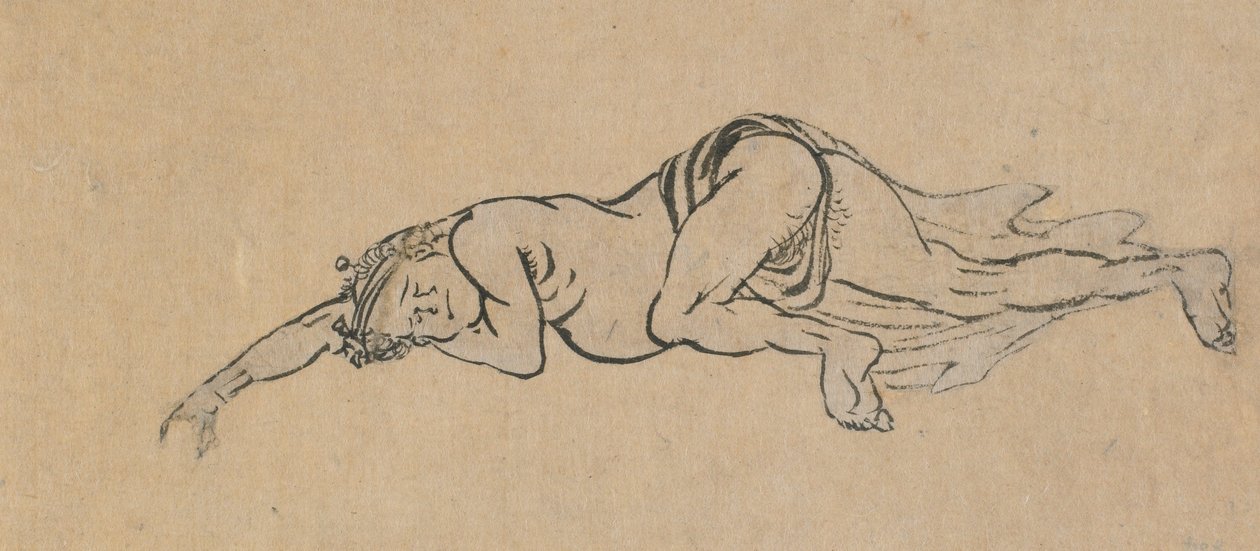 स्लीपिंग मैन, 18 वीं सदी के अंत में 19 वीं सदी की शुरुआत। द्वारा कत्सुशिका होकुसाई