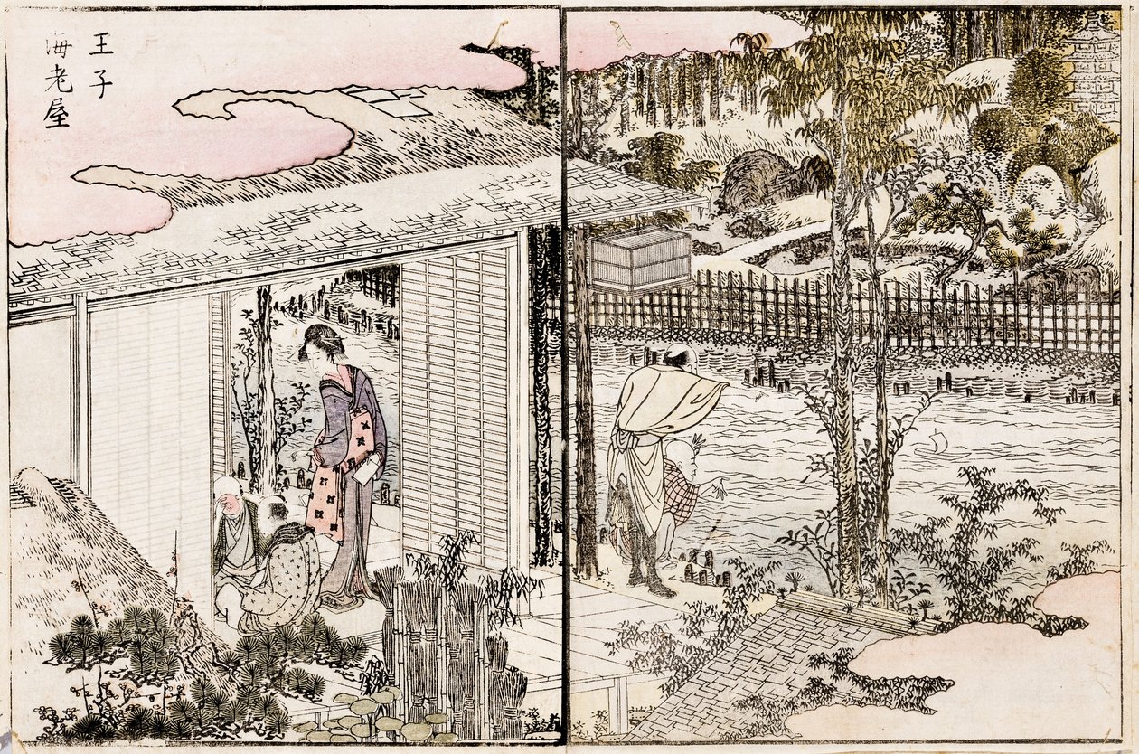 Oji में रेस्तरां Ebiya। पूर्वी राजधानी में श्रृंखला सुख से, 1802। द्वारा कत्सुशिका होकुसाई
