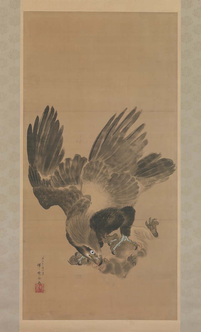 ईगल अटैकिंग अ मंकी, 1885। द्वारा कवनाबे क्योसई