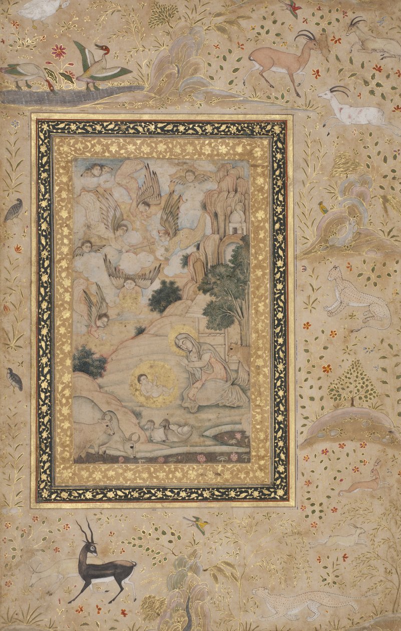 द वर्जिन मैरी द क्राइस्ट चाइल्ड, c.1620-30 (कागज पर अपारदर्शी wc और सोना) द्वारा केसू वह
