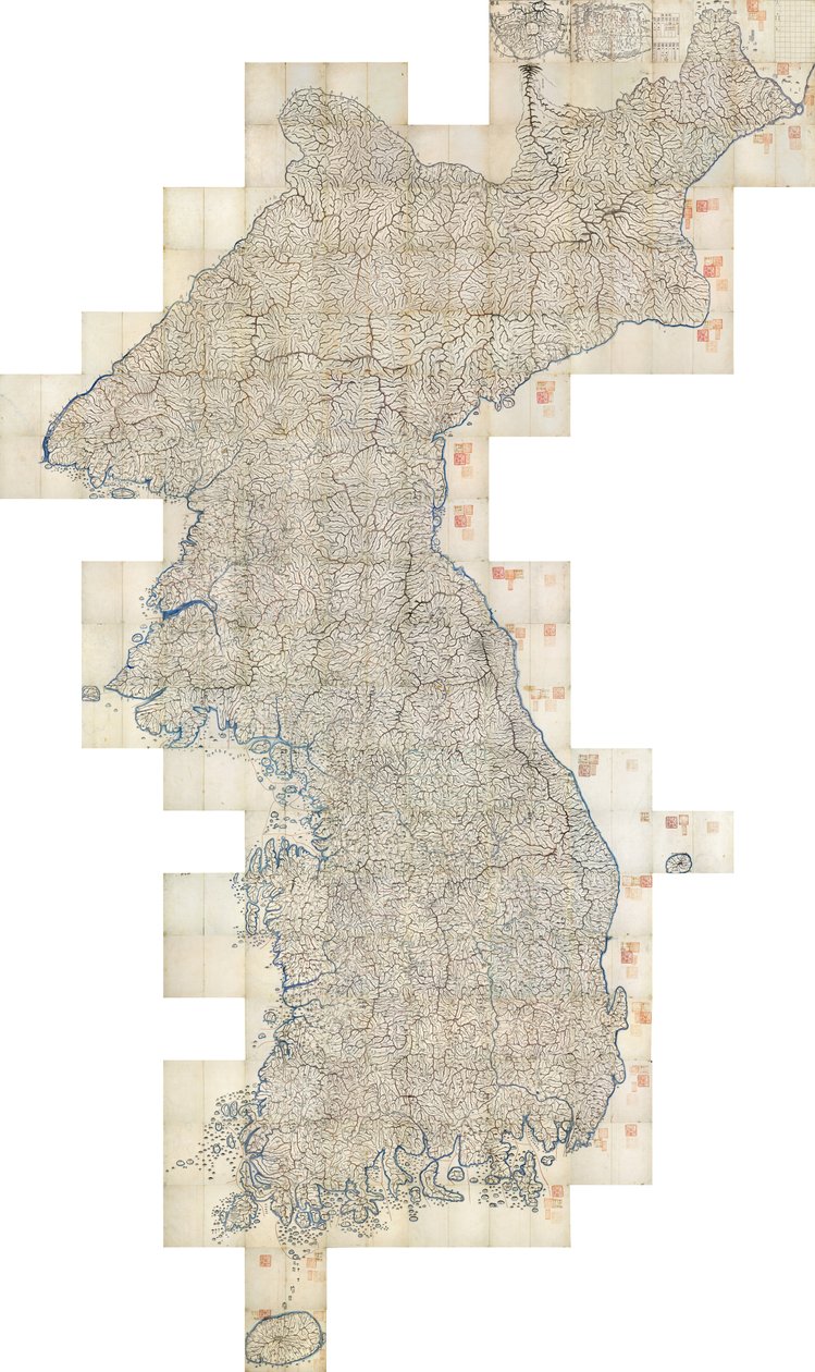 Daedongyeojido (पूर्व भूमि का महान मानचित्र) द्वारा किम जोंग हो