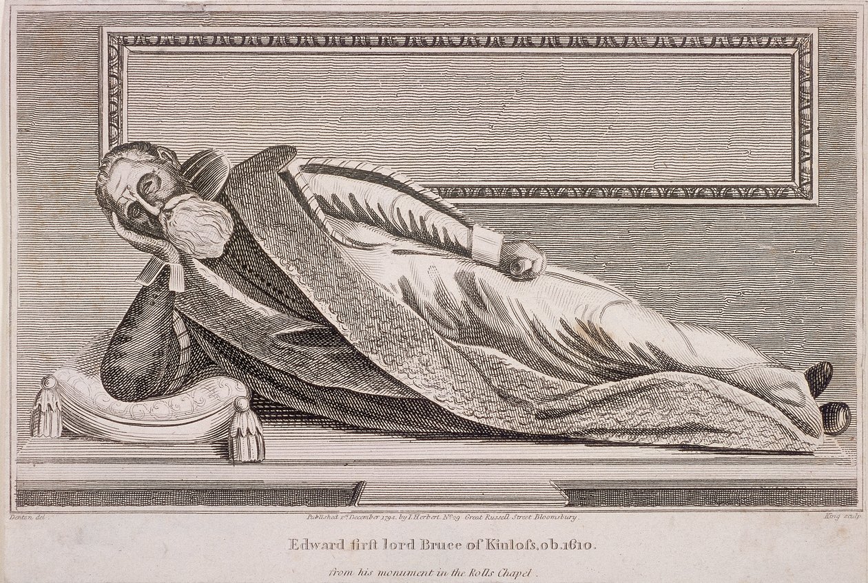 रोल्स चैपल, चांसरी लेन, लंदन, 1794 में सर एडवर्ड ब्रूस का स्मारक द्वारा राजा