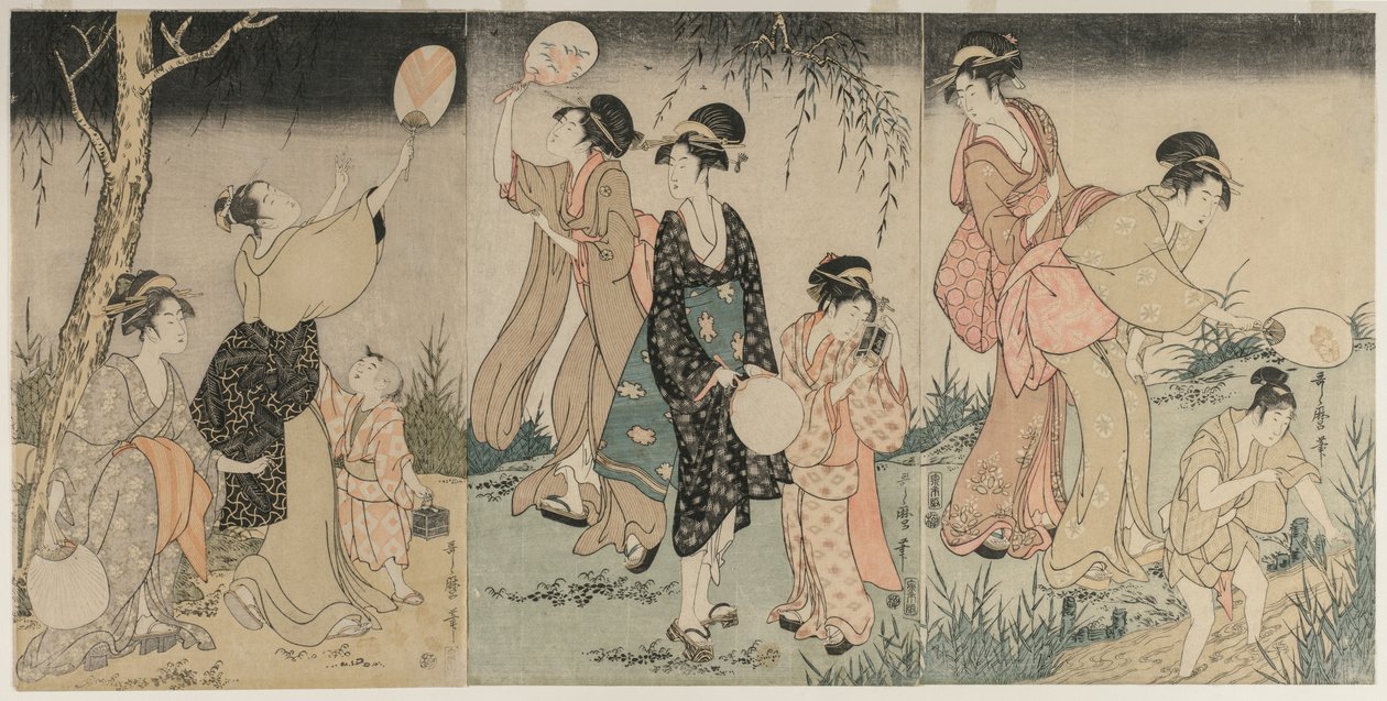 कैचिंग फायरफ्लाइज, सी। 1796-1797। द्वारा किटगावा उतामारो