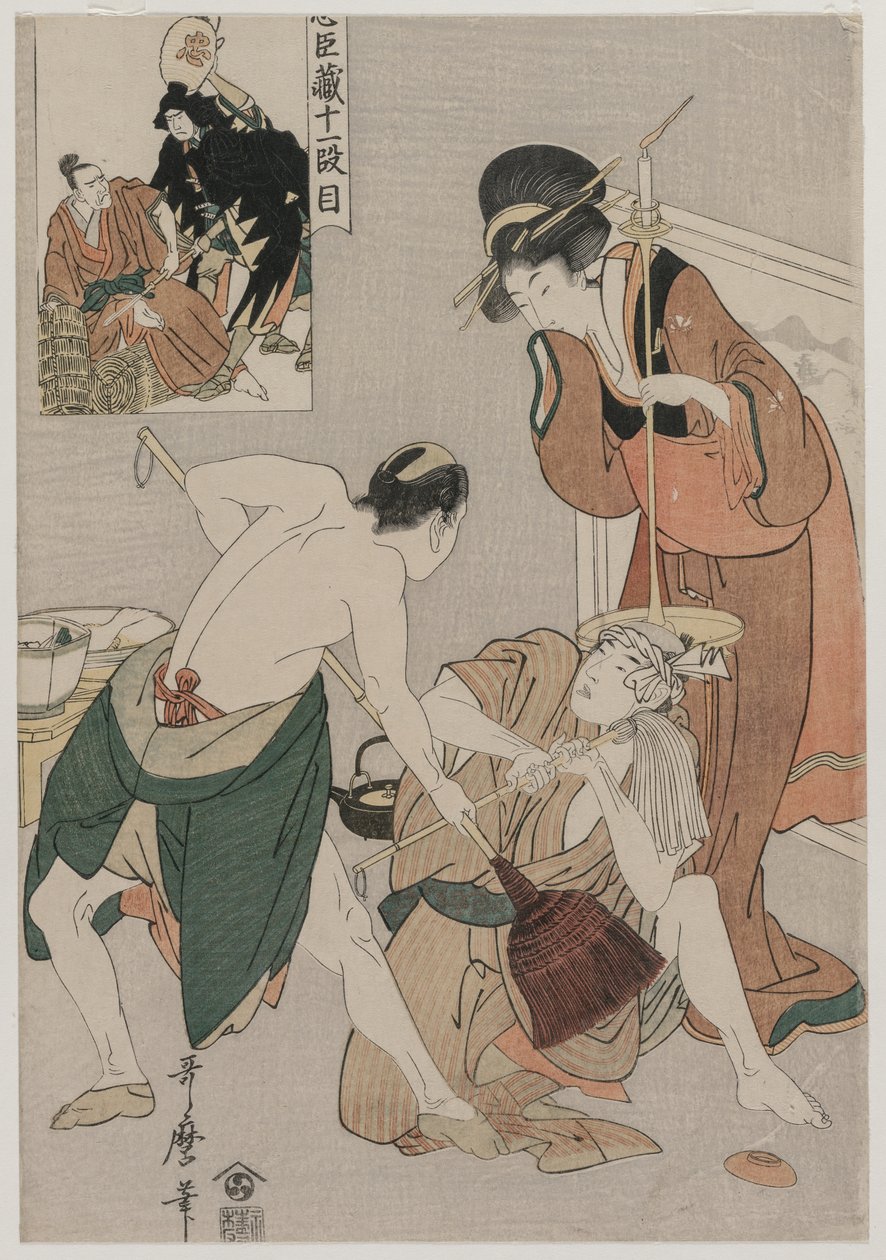 चुशिंगुरा: द स्टोरहाउस ऑफ़ लॉयल्टी के एक्ट इलेवन, 1790 के अंत में। द्वारा किटगावा उतामारो