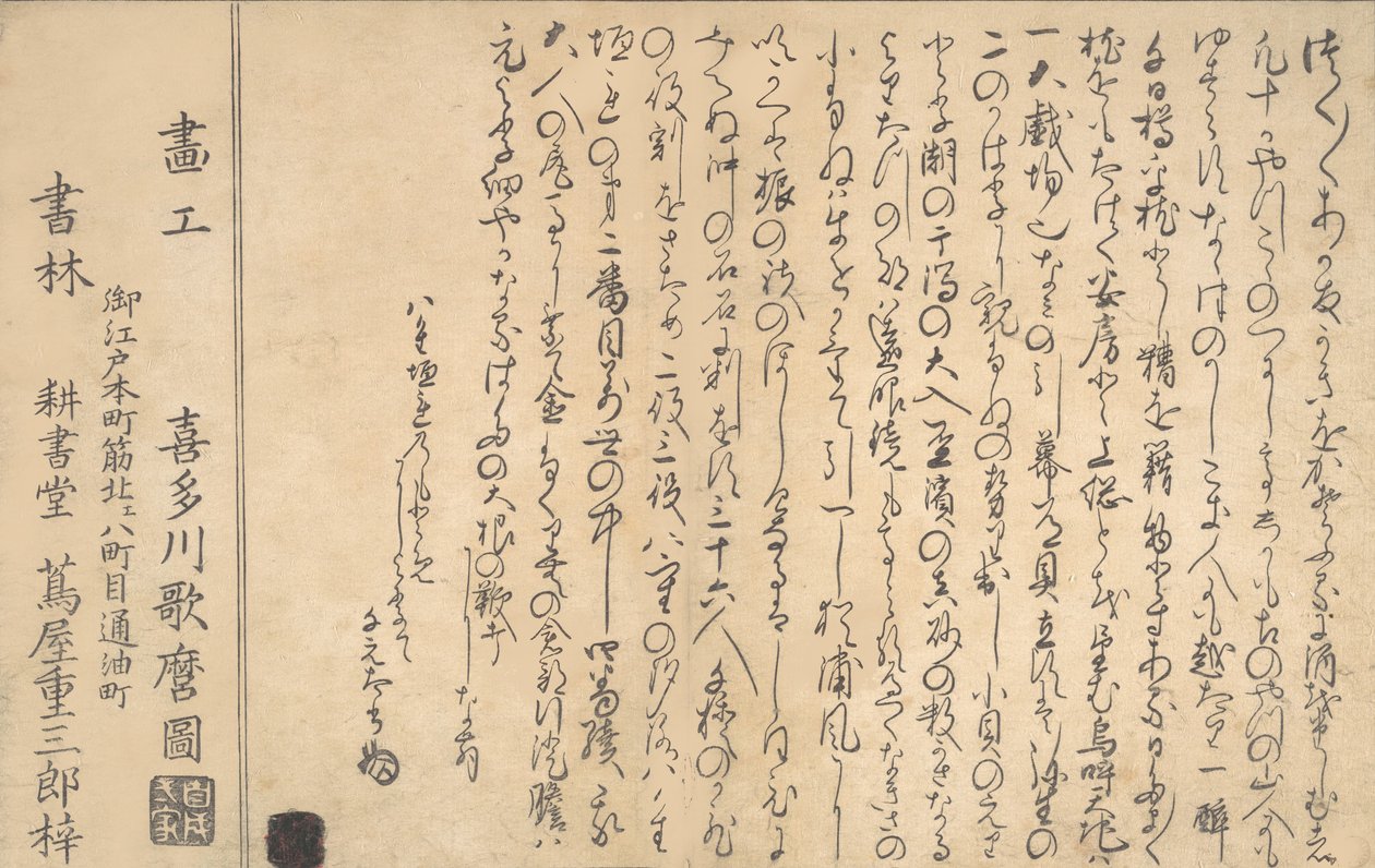 शंखों की पुस्तक का अंतिम पृष्ठ, 1790। द्वारा किटगावा उतामारो