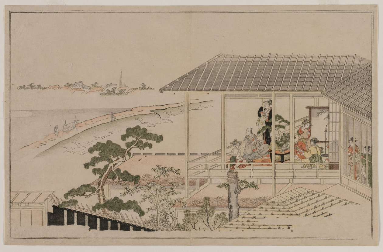 निहोन तटबंध और योशीवाड़ा पर चंद्रमा, 1790। द्वारा किटगावा उतामारो