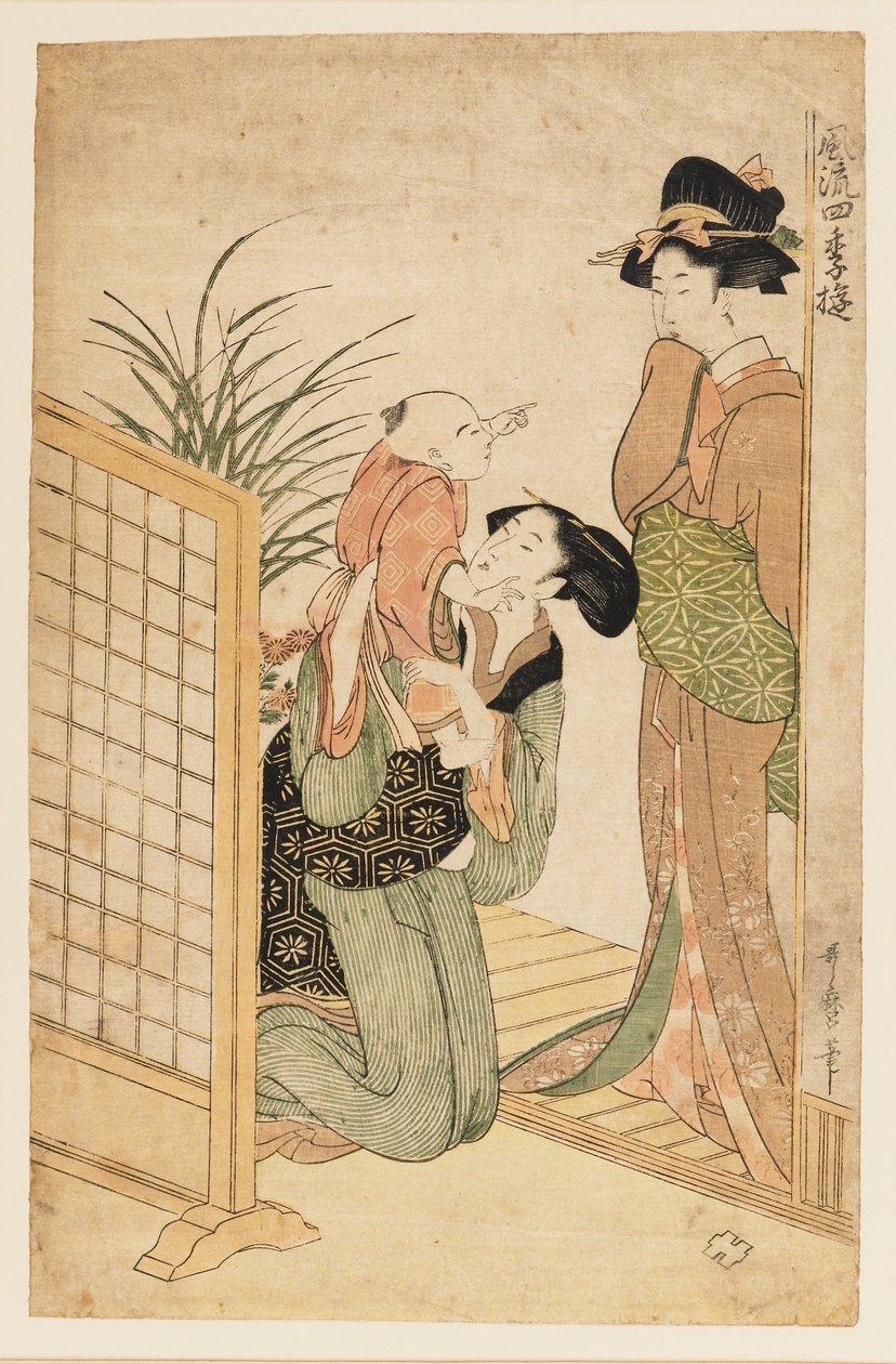 माँ, बच्चा और नर्स, c1800 द्वारा किटगावा उतामारो