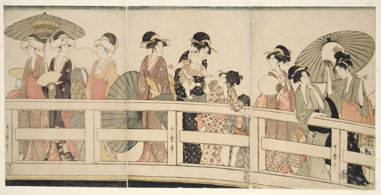 ऊपर और नीचे Ryogoku ब्रिज द्वारा किटगावा उतामारो