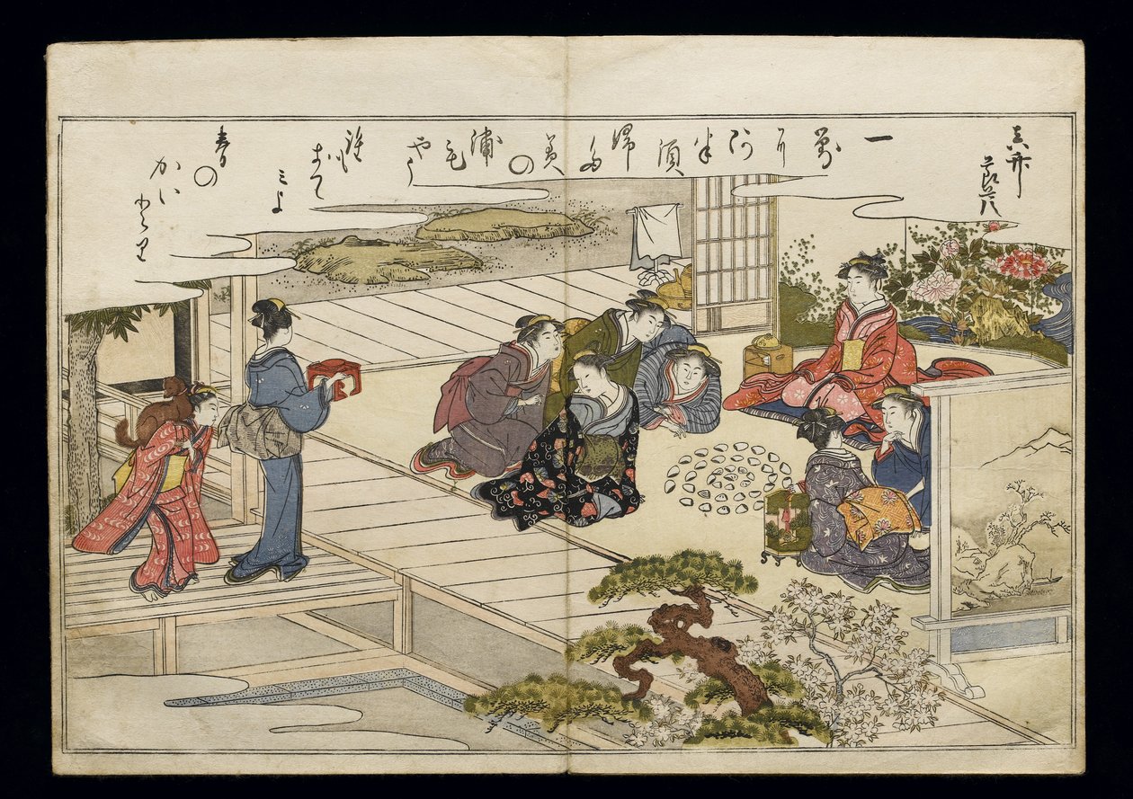 शेल बुक के रूप में ज्ञात शियोही नो ट्सुटो (ईबे टाइड से उपहार), 1789 (कलर वुडब्लॉक प्रिंट) द्वारा किटगावा उतामारो
