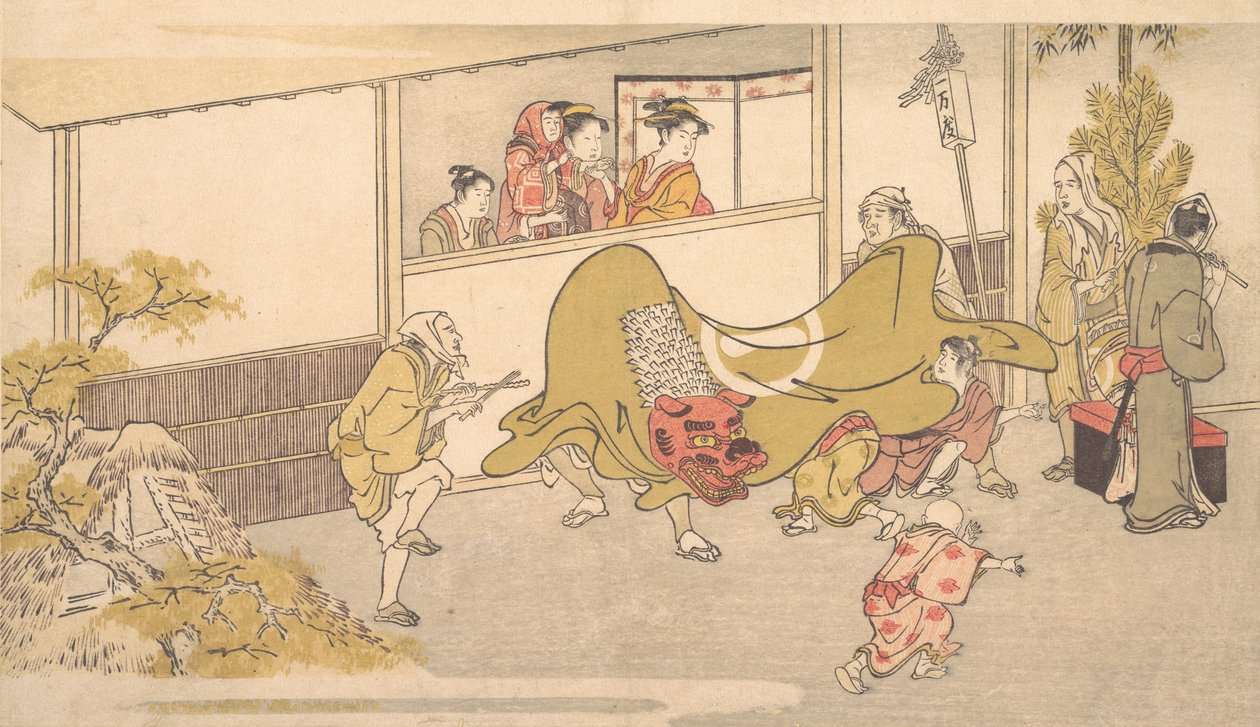 द लायन डांस, 1789। द्वारा किटगावा उतामारो