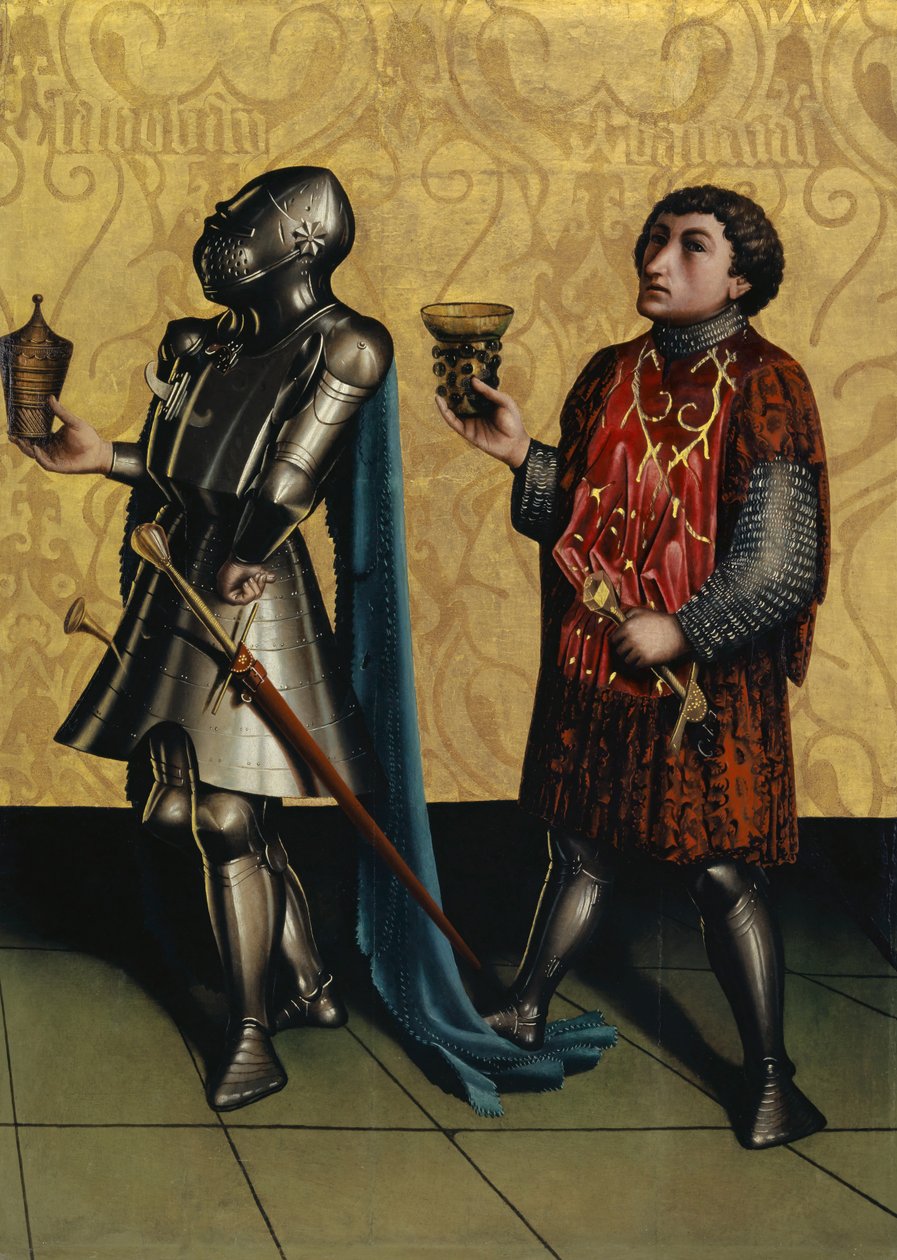 हेलेस्पीगेल अल्टारपीस से सिबेकाई और बेनियाह, c.1435 (ओक पैनल पर मिश्रित मीडिया) द्वारा कोनराड जिट्ज़