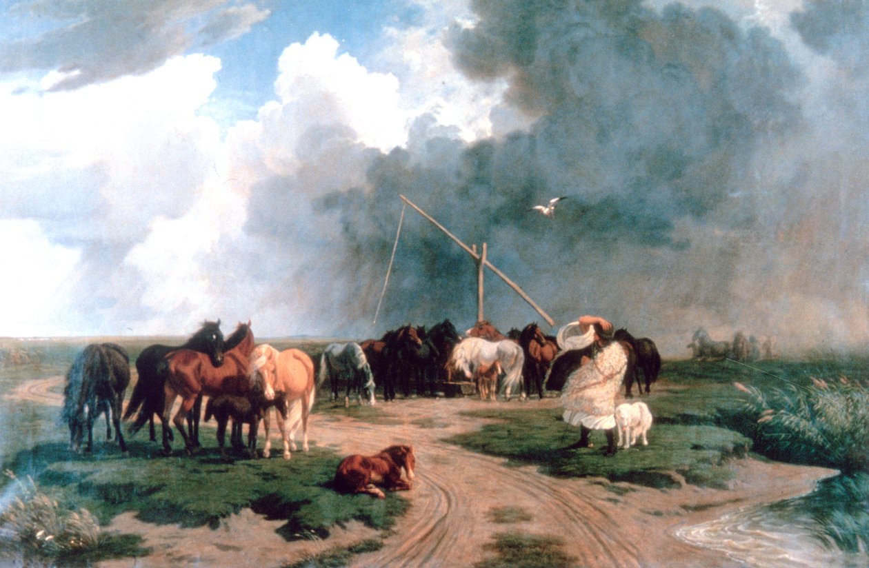 हॉर्स इन द स्टॉर्म, 1862 द्वारा केरोली लोट्ज़