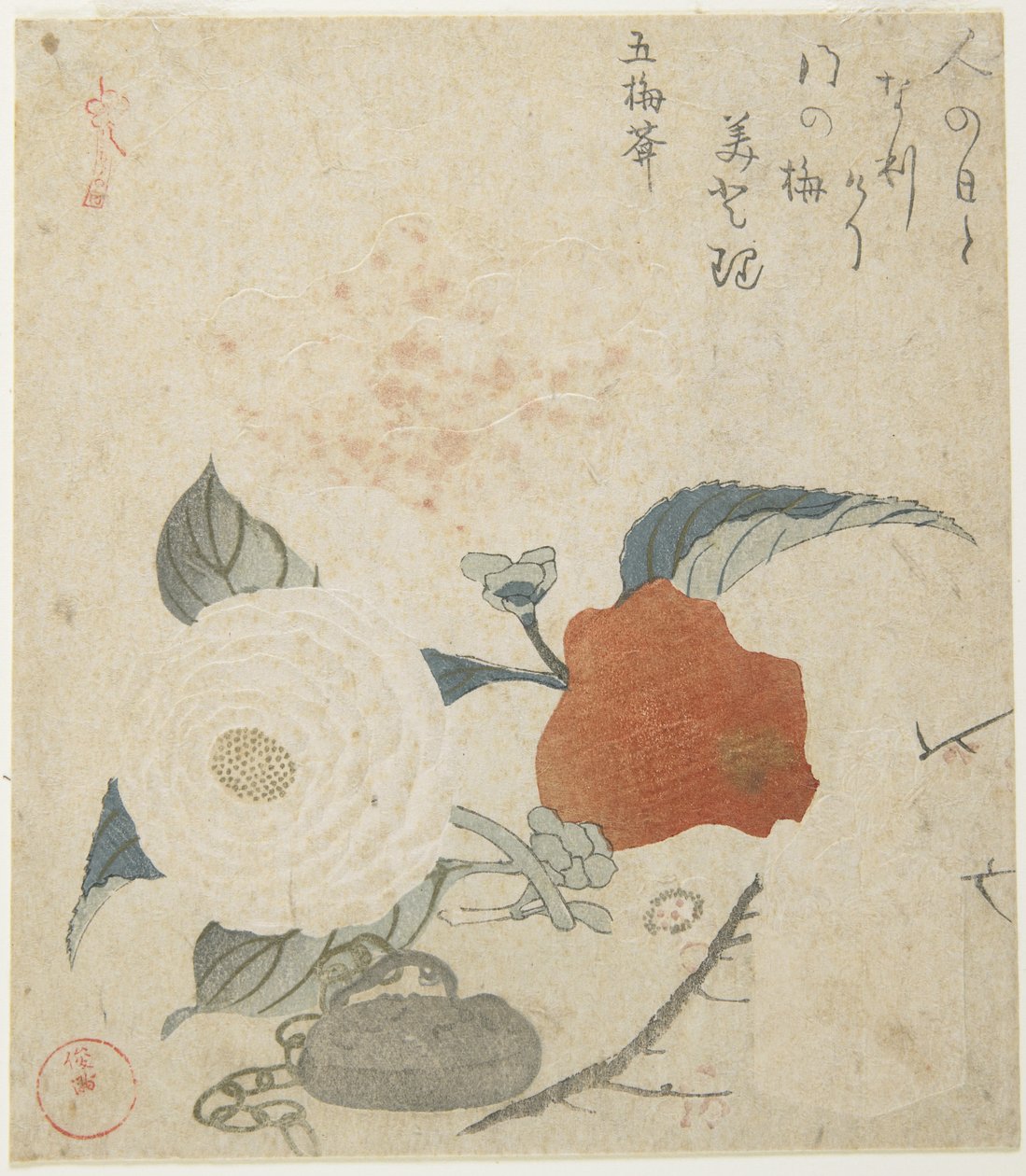 (प्लम शाखा, एक Peony फूल और एक धातु सील), 1816 द्वारा कूबो शुमन