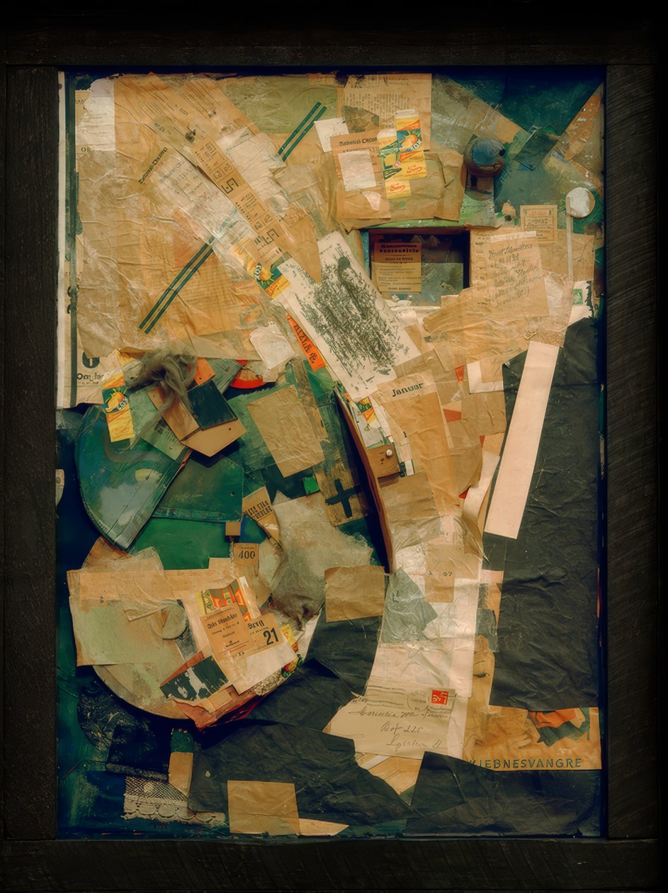 कमरे के पौधों के साथ चित्र - 2 छोटे कुत्तों के साथ चित्र द्वारा कर्ट Schwitters