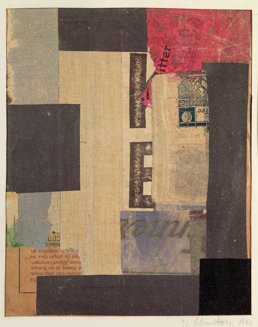 कोलाज, 1923 द्वारा कर्ट Schwitters