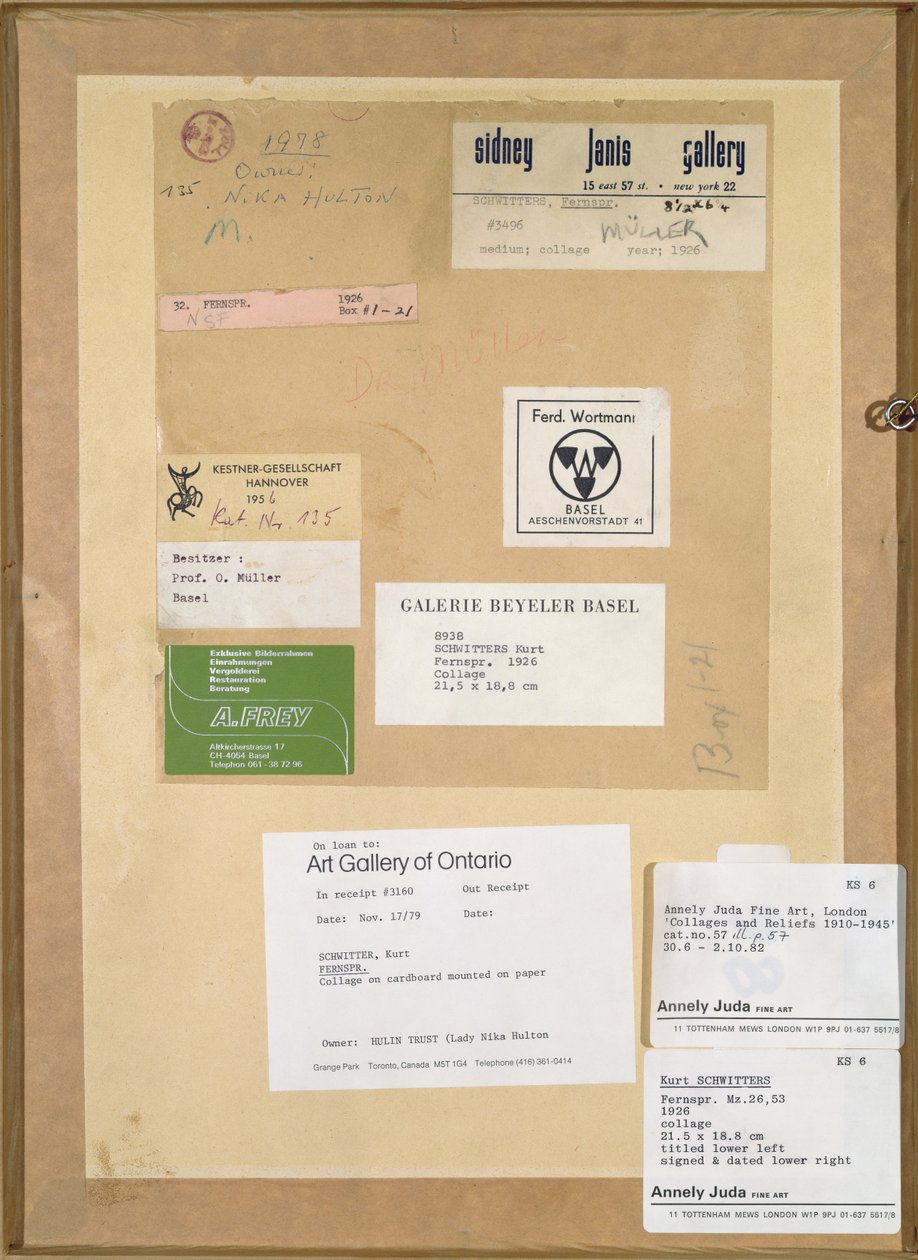 फर्न्सप्र।, 1926 द्वारा कर्ट Schwitters