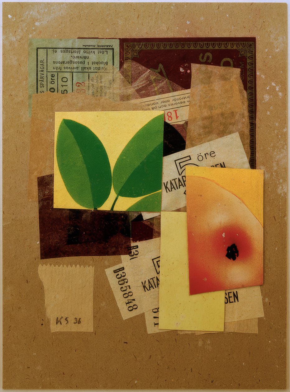 बिना शीर्षक वाला (सेब के टुकड़े और हरी पत्तियों के साथ) द्वारा कर्ट Schwitters