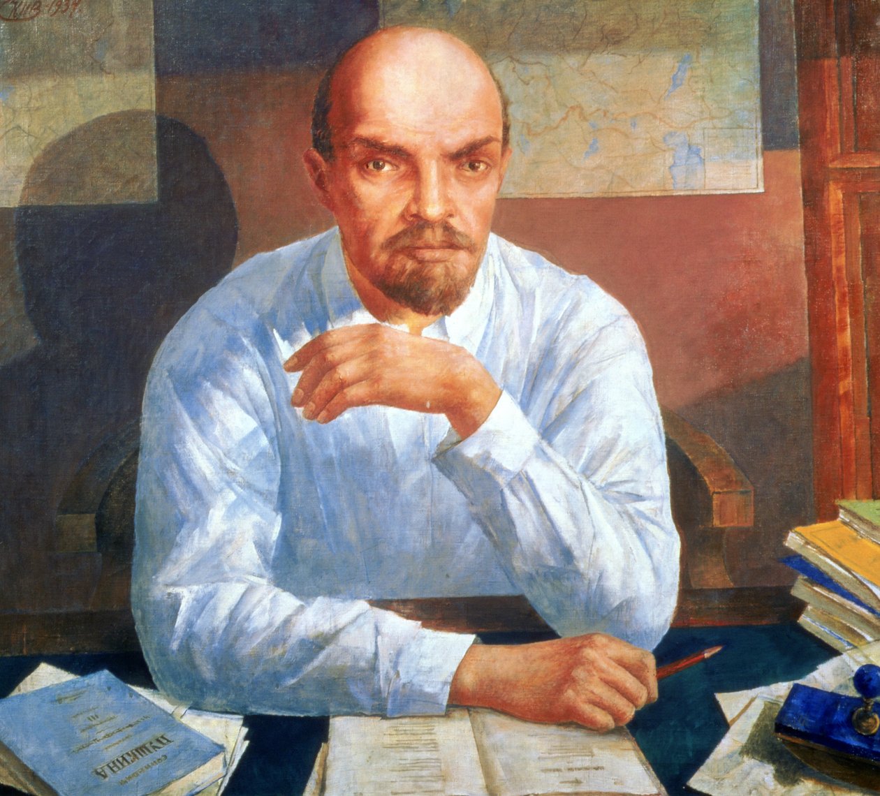 व्लादिमीर इलिच लेनिन (1870-1924) का पोर्ट्रेट, 1934 द्वारा कुज़्मा सर्गेइविच पेट्रोव वोडकिन