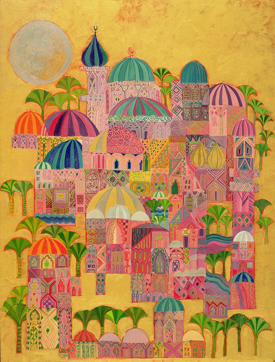 द गोल्डन सिटी, 1993-94 (कैनवास पर एक्रिलिक) द्वारा लैला शावा
