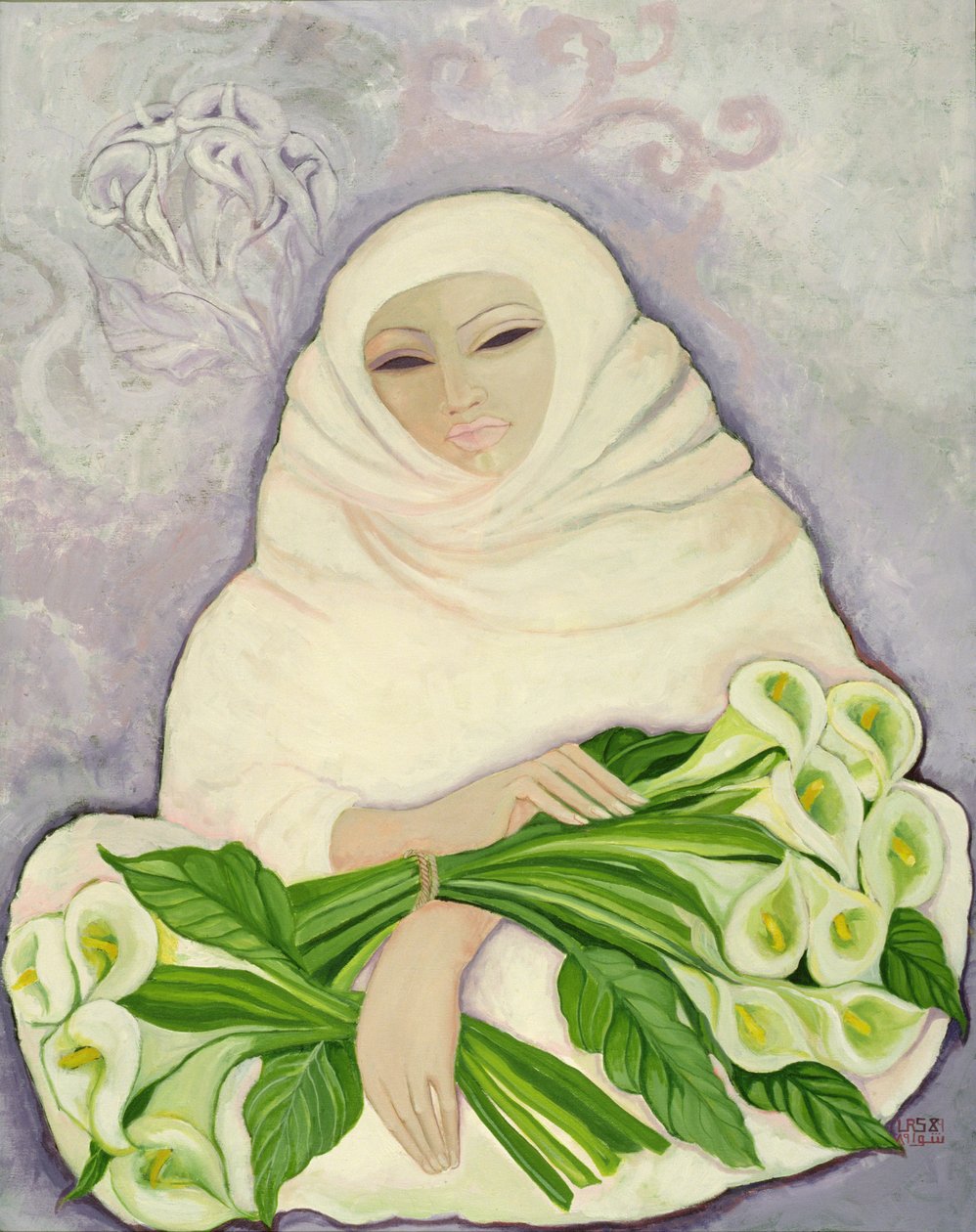 लिली विक्रेता, 1989 (कैनवास पर एक्रिलिक) द्वारा लैला शावा