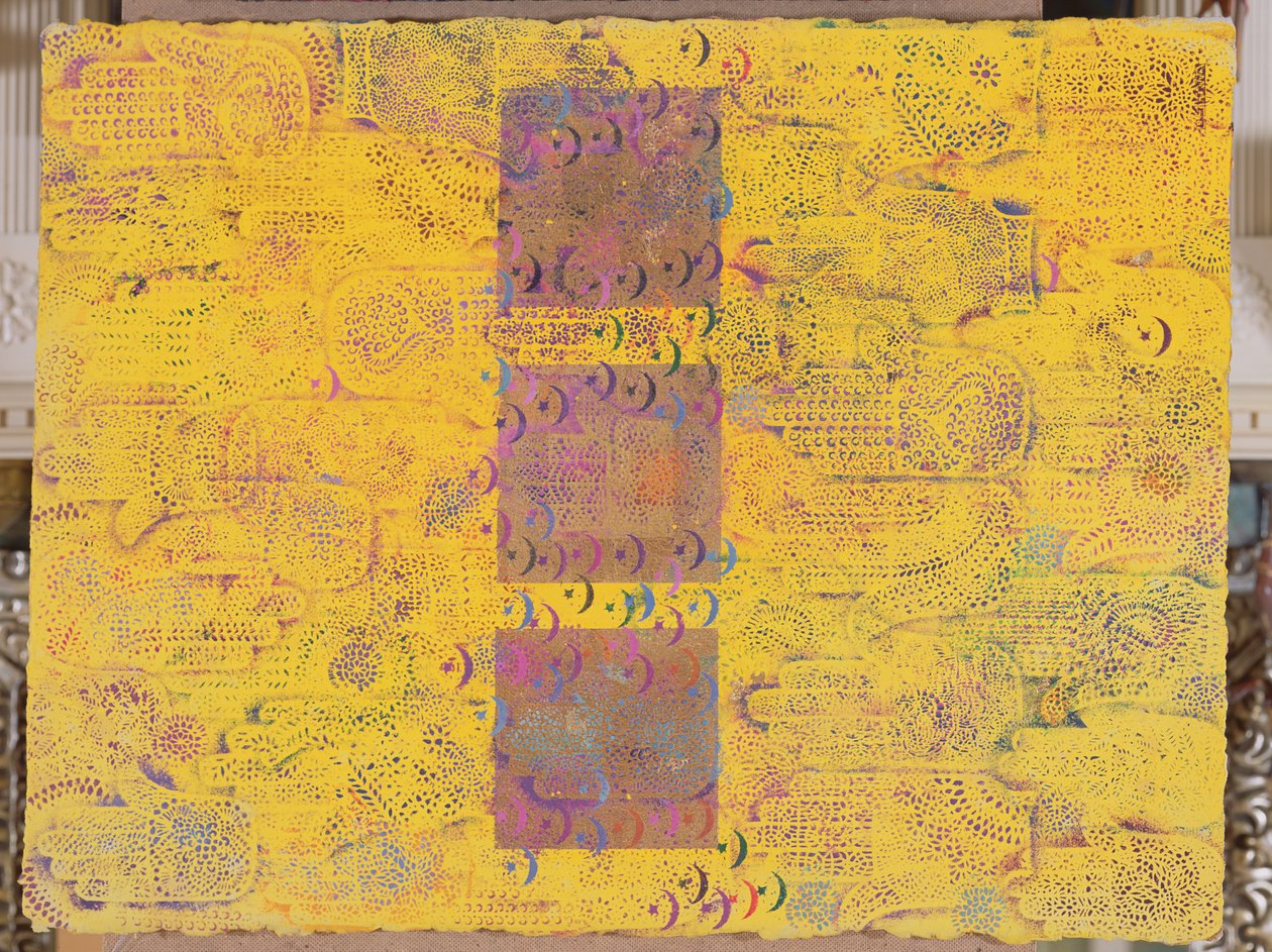 शीर्षकहीन, 1999 (कागज पर एक्रिलिक और सोने की पत्ती) द्वारा लैला शावा