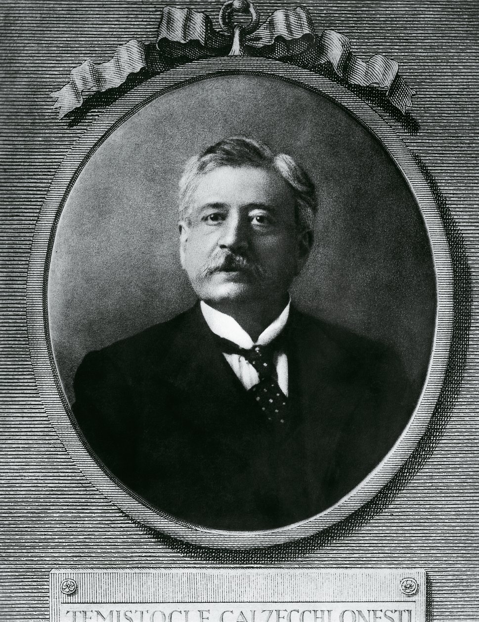 टेमिस्टोकल कैलज़ेची ओनेस्टी (1853-1922) का पोर्ट्रेट, इतालवी भौतिक विज्ञानी और आविष्कारक, तस्वीर के बाद नक़्क़ाशी द्वारा लैला (समकालीन कलाकार) शावा