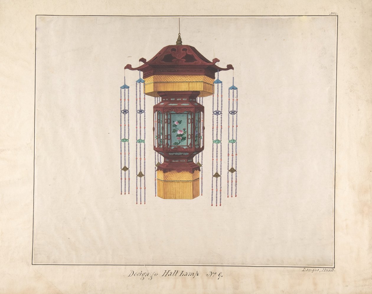 हॉल लैंप नंबर 9 के लिए डिजाइन, सीए। 1845. द्वारा Lamqua
