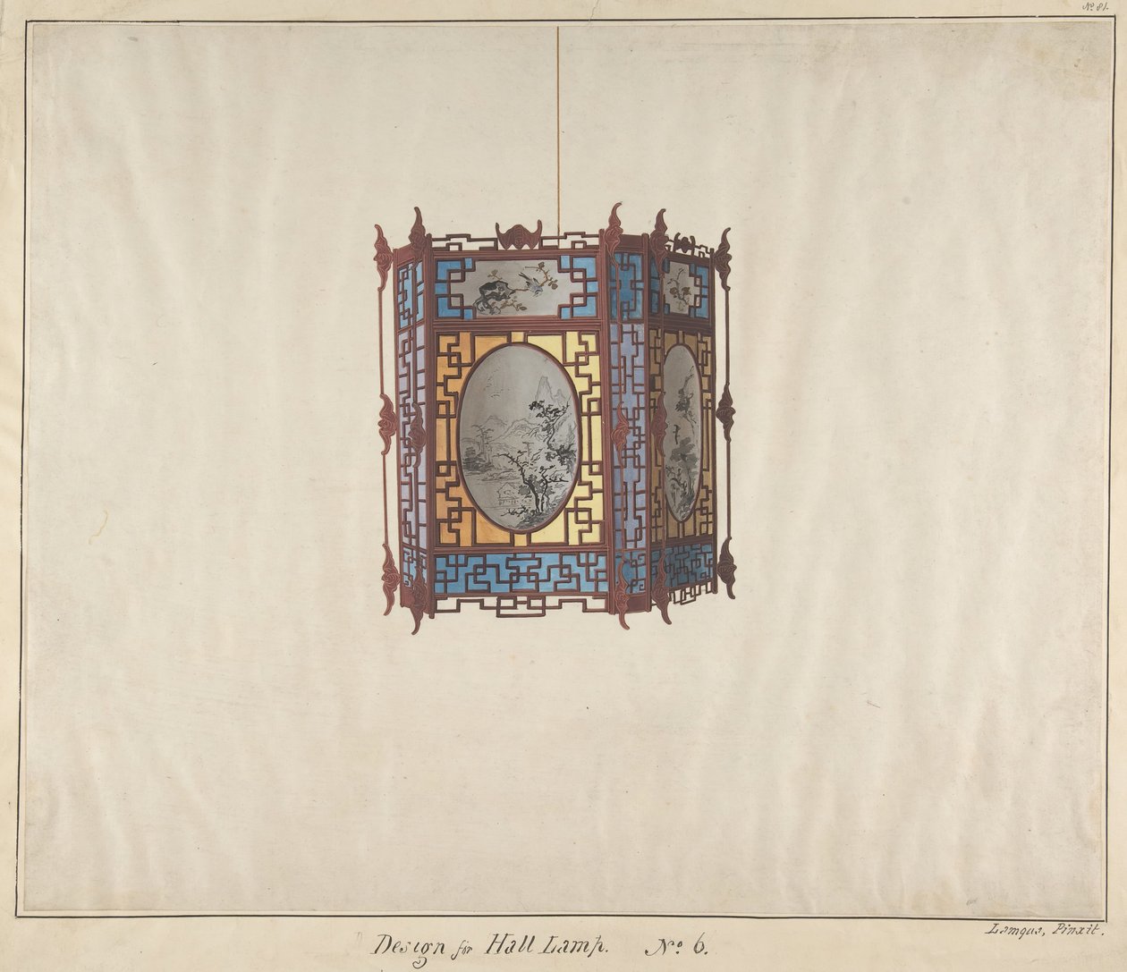 हॉल लैंप नंबर 6 के लिए डिजाइन, सीए। 1845. द्वारा Lamqua