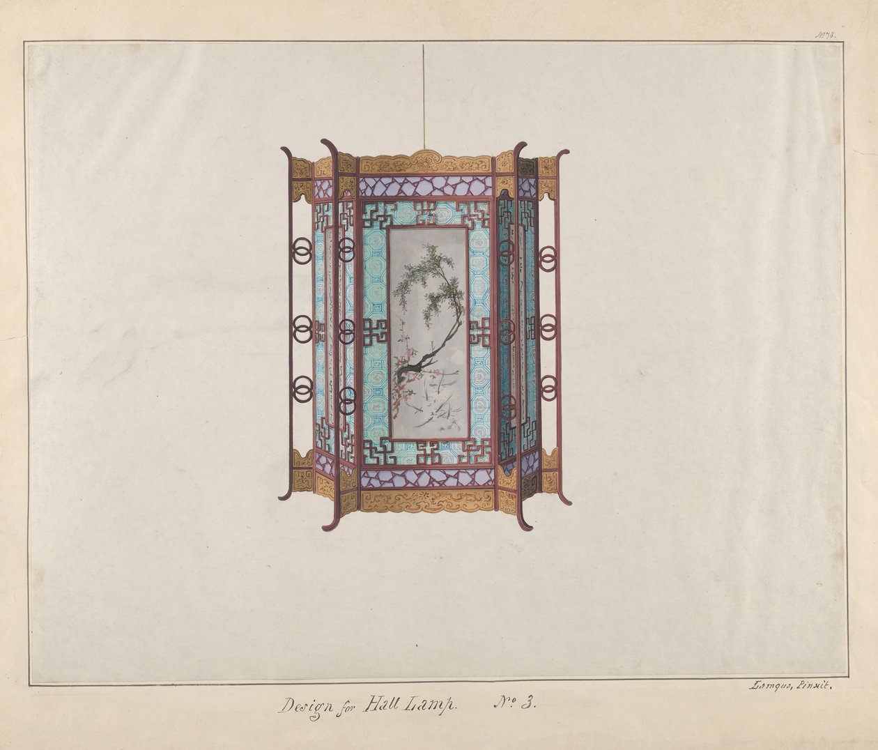 हॉल लैंप के लिए डिज़ाइन, सीए। 1800-1810। द्वारा Lamqua
