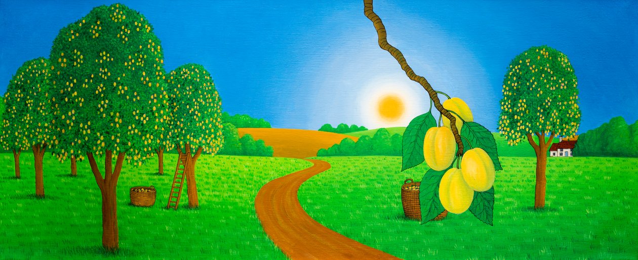 हियरफोर्ड गोल्डन प्लम, 1991 (एक्रिलिक) द्वारा लैरी स्मार्ट