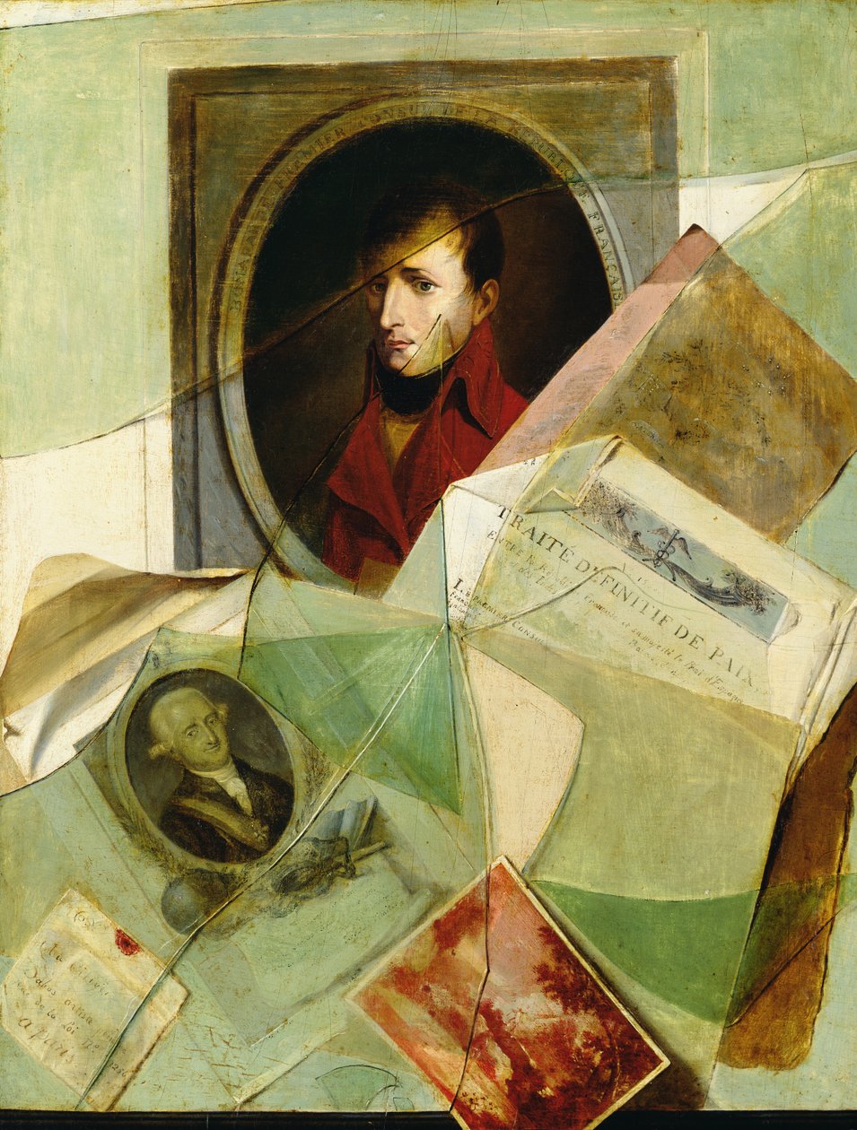 &39;ट्राईफाइट डेफिटिफ़ डे पैक्स&39;, लुइसियाना के फ्रांस में बहाली के विषय पर ट्रम्प ले&39;ओइल जिसमें नेपोलियन (1769-1821) के हस्ताक्षर और चित्र और चार्ल्स IV (1748-1819) 1801 (तेल पर सीए) द्वारा लॉरेंट डाबोस