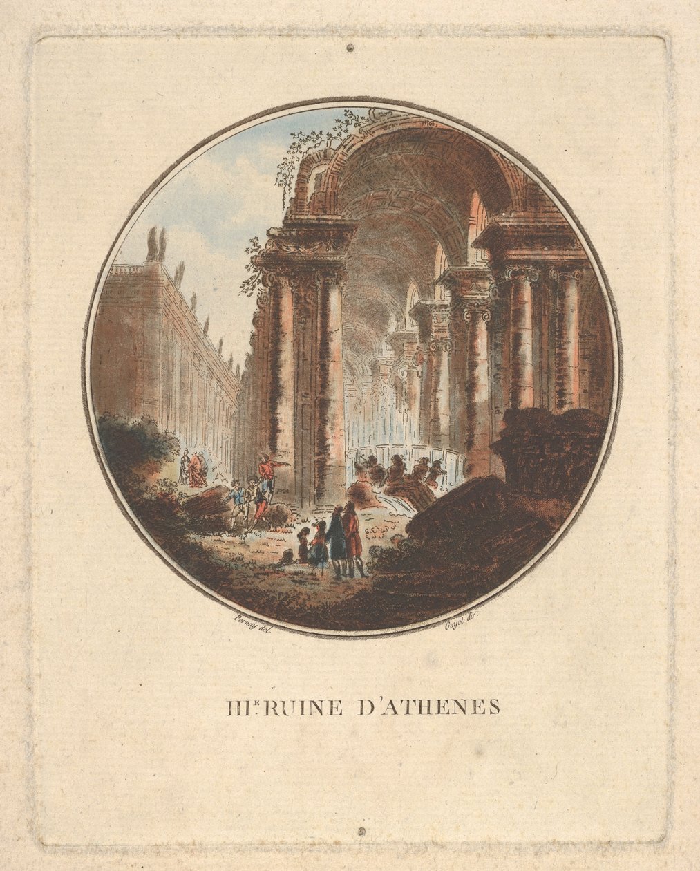 एथेंस के खंडहर एक चित्रित पोर्टिको के साथ, सीए। 1770-1808। द्वारा लॉरेंट गयोट