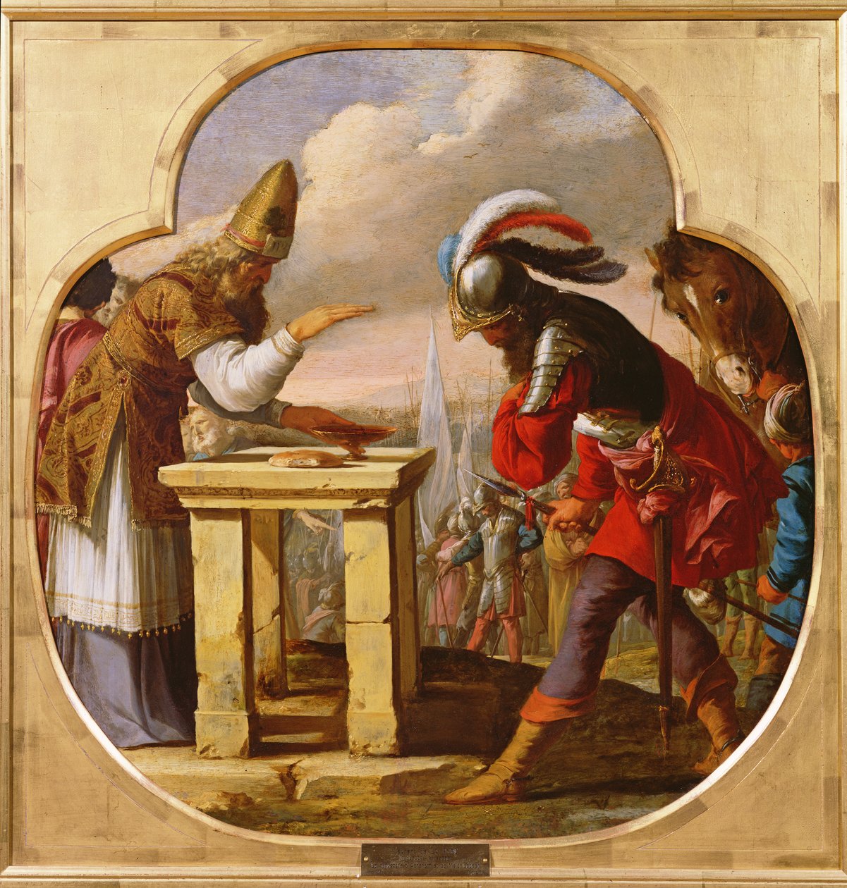 अब्राहम और मल्कीसेदेक की बैठक, c.1630 (तांबे पर तेल) द्वारा लॉरेंट डे ला हाइरे