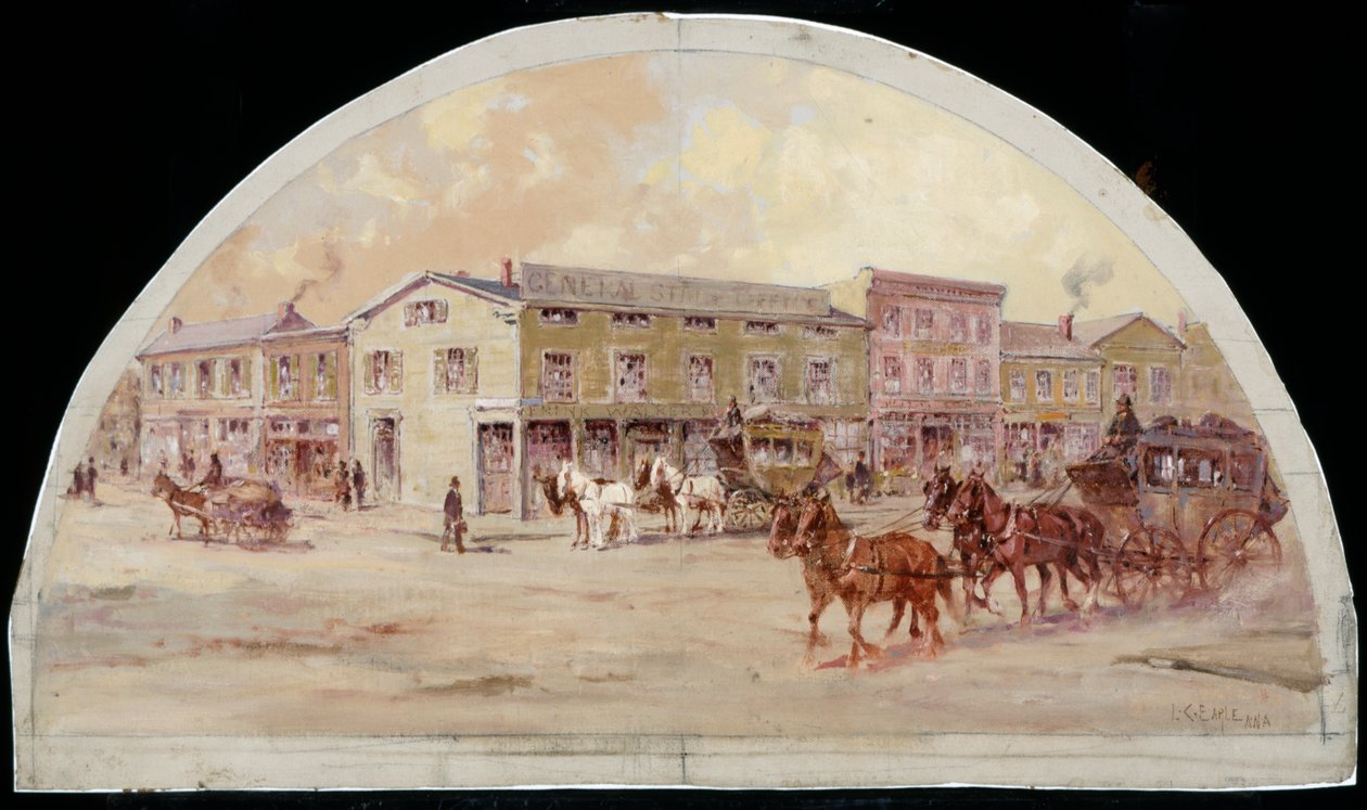 फ्रिंक एंड वॉकर्स स्टेज कोच ऑफिस, 1850, 1900 द्वारा लॉरेंस कारमाइकल अर्ली